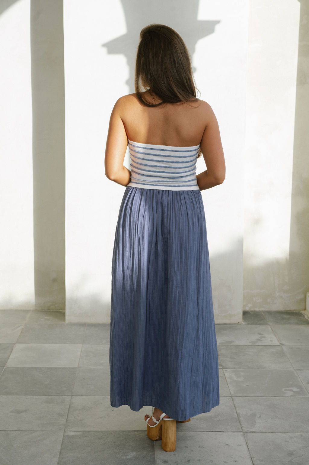 Cumberland Maxi Dress-Off White/Blue