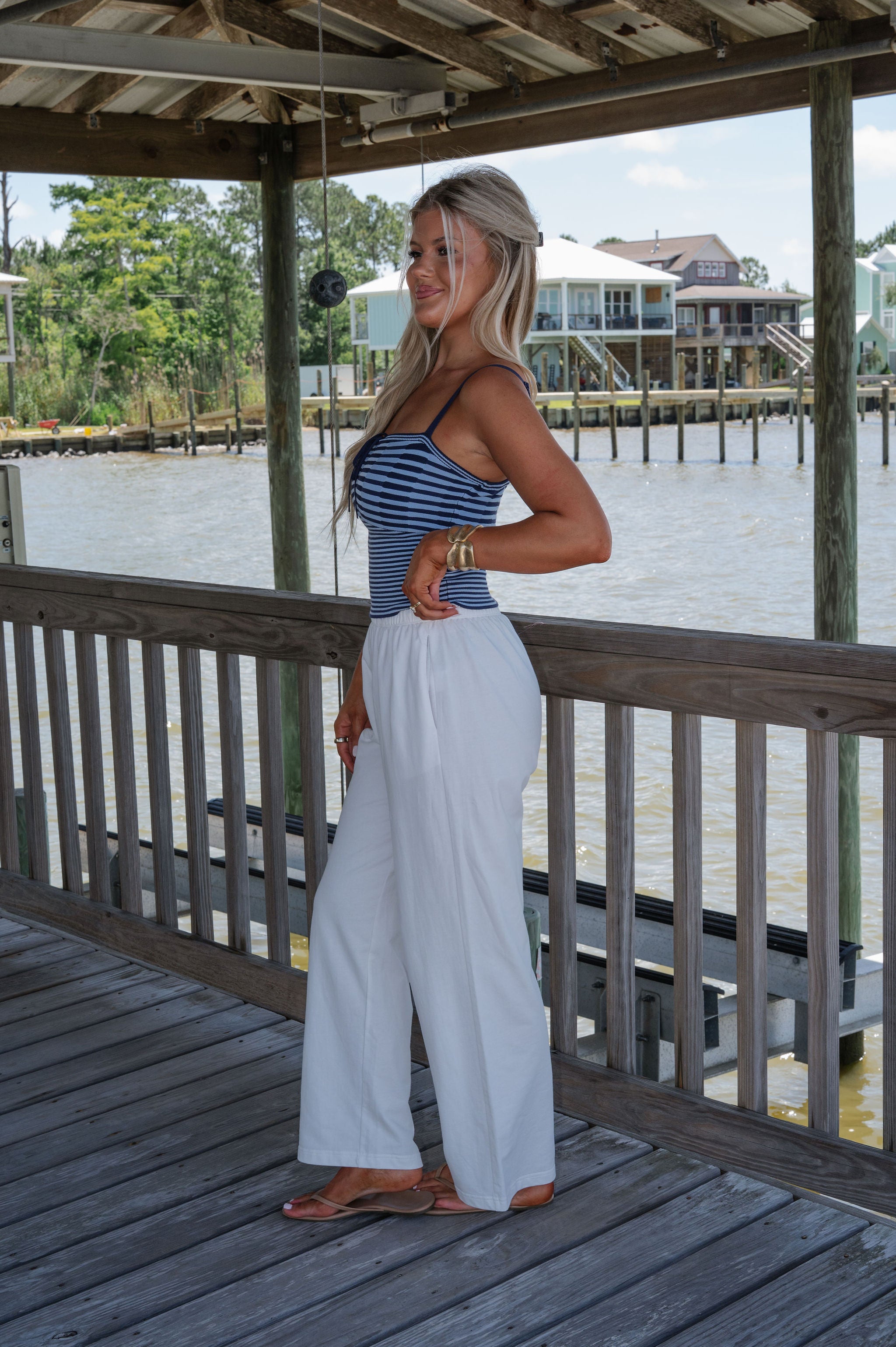 Scout Striped Top-Navy Mutli