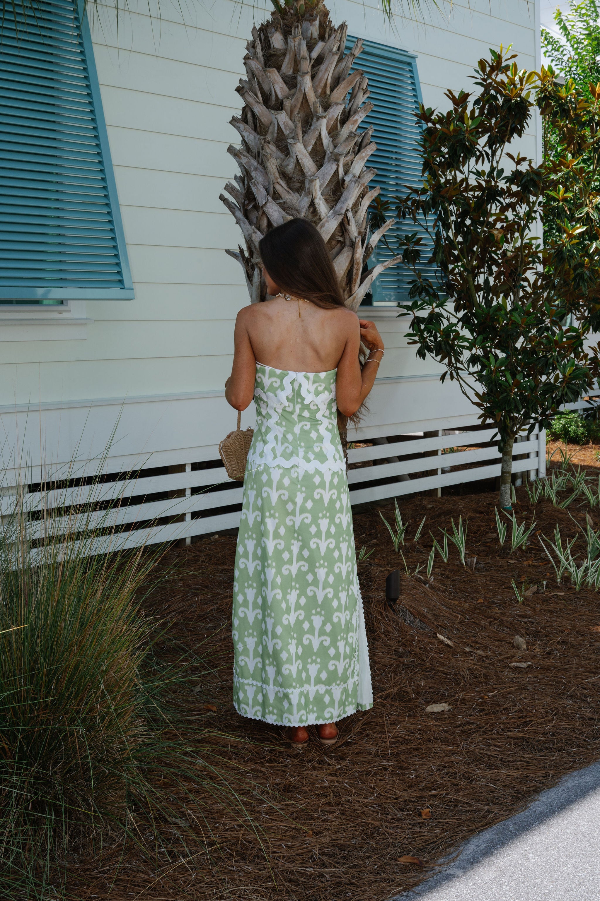 Ric Rac Maxi Dress-Green