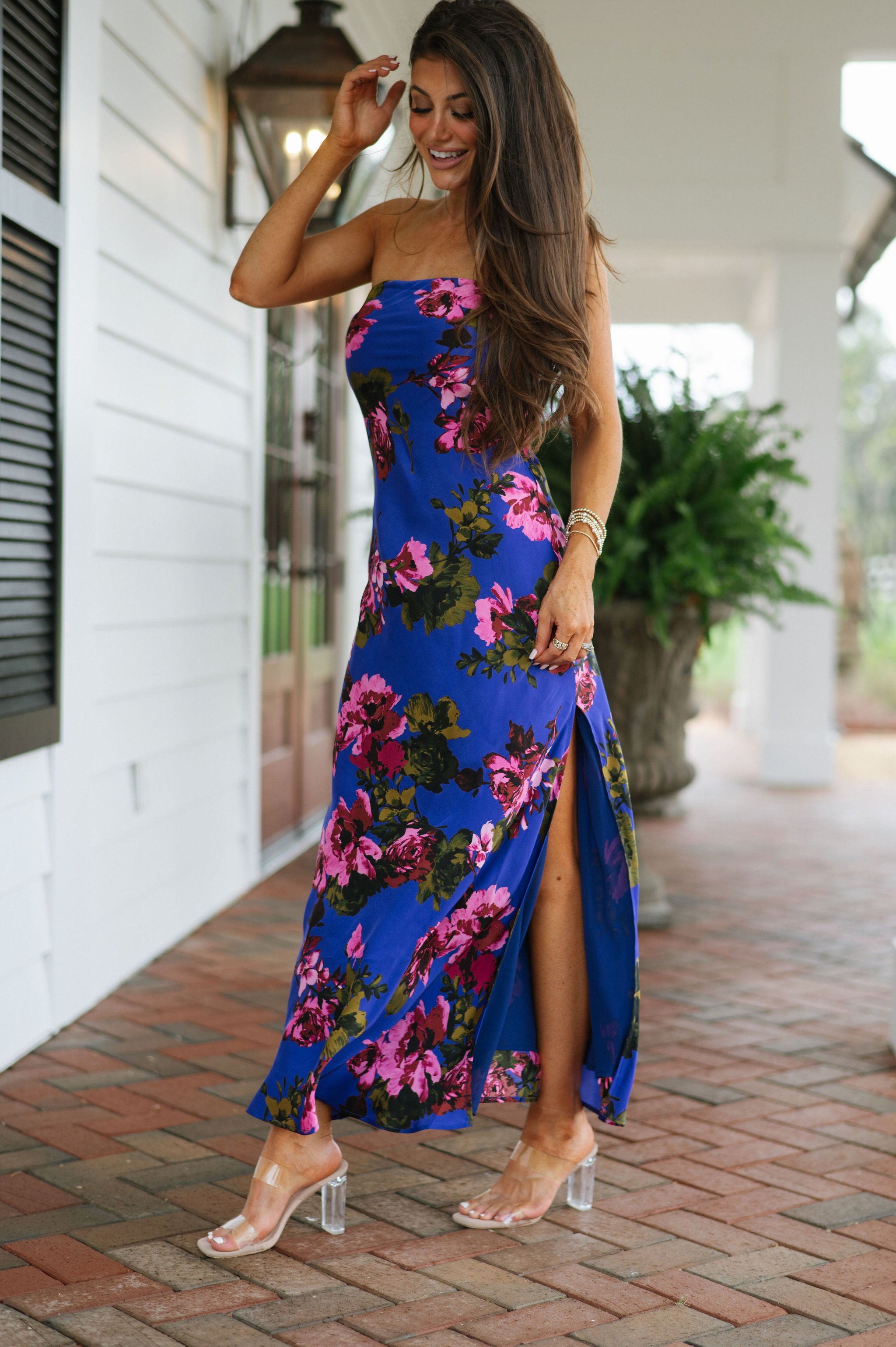 Ezra Strapless Dress-Midnight Floral