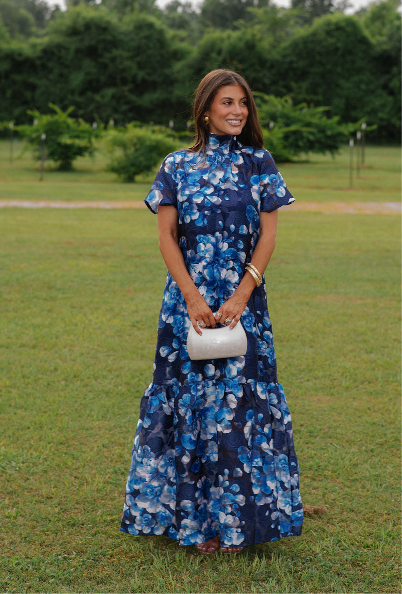 Abay Floral Dime Organza Maxi Dress