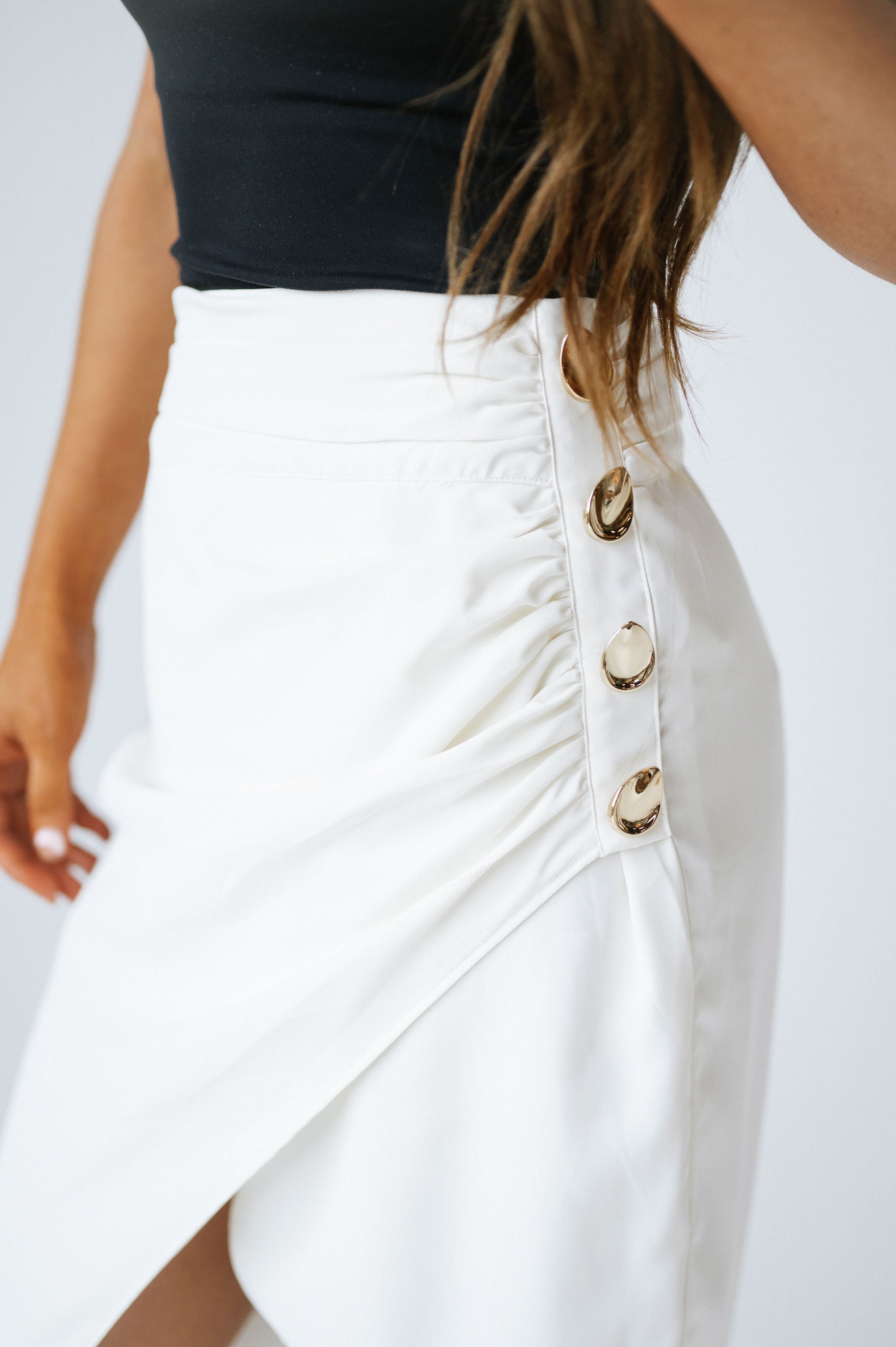 Carolyn Pleated Midi Skirt-White