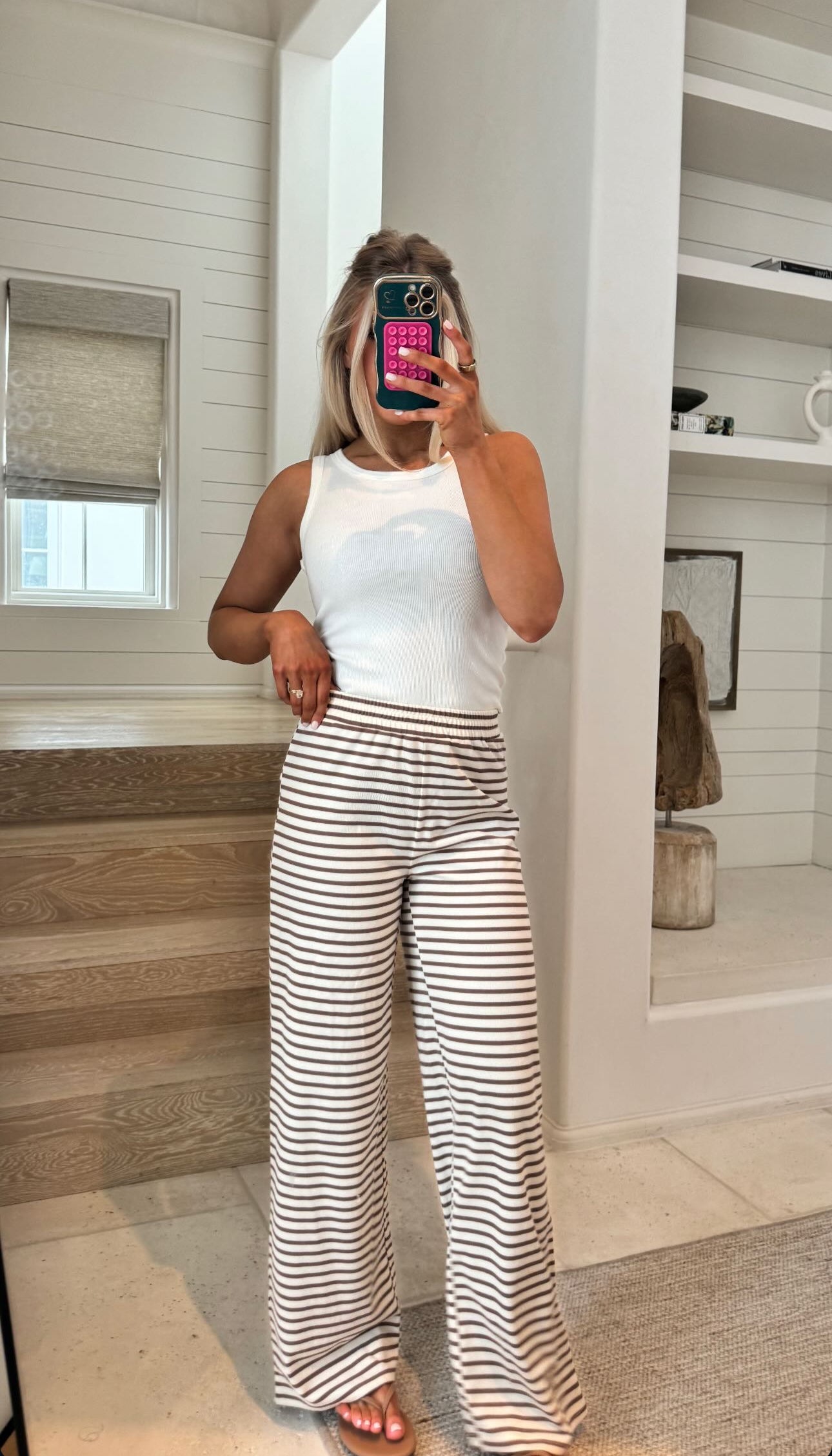 Dani Striped Pants-Ivory Multi