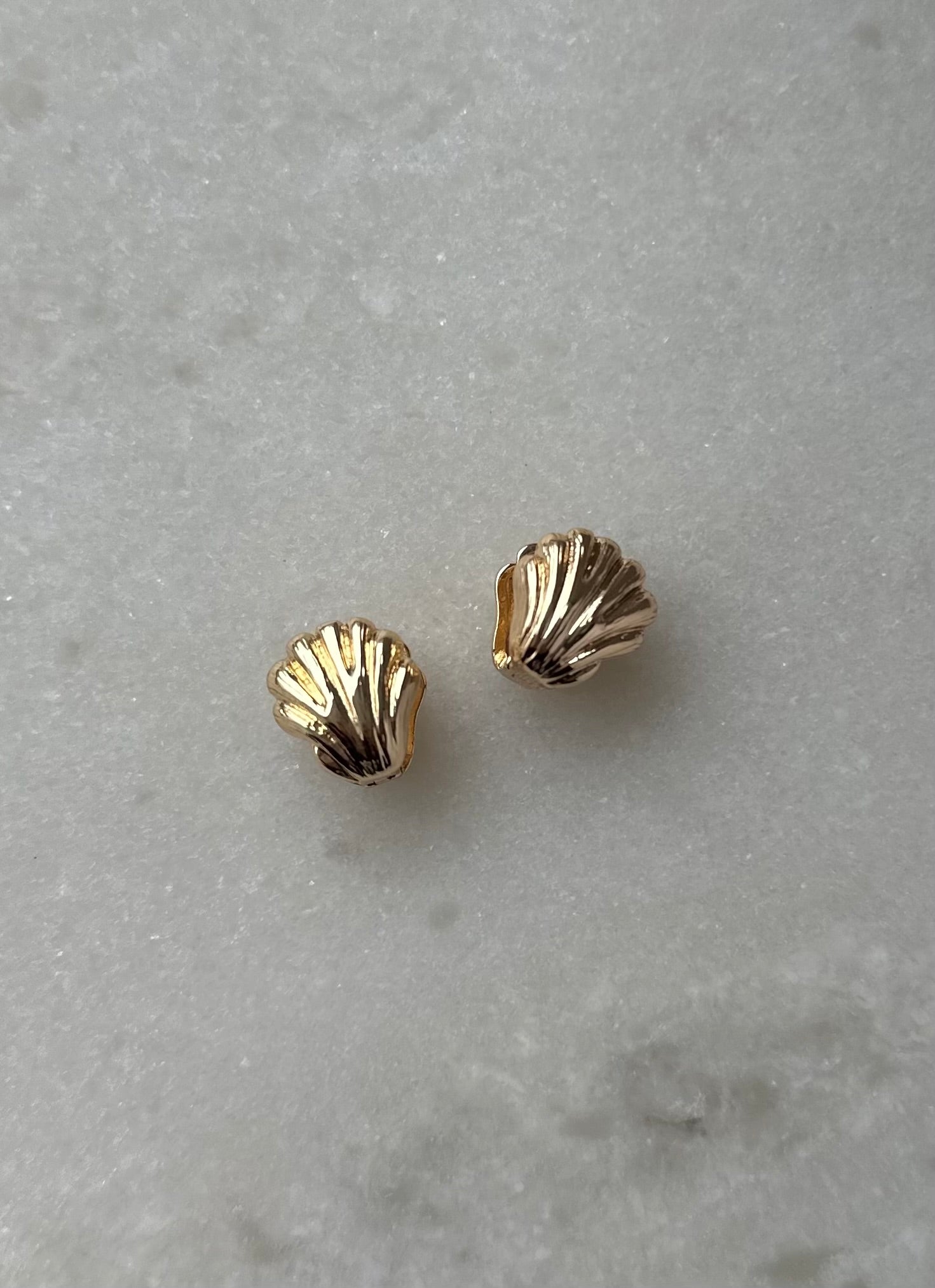 Seashell Stud Earrings-Gold