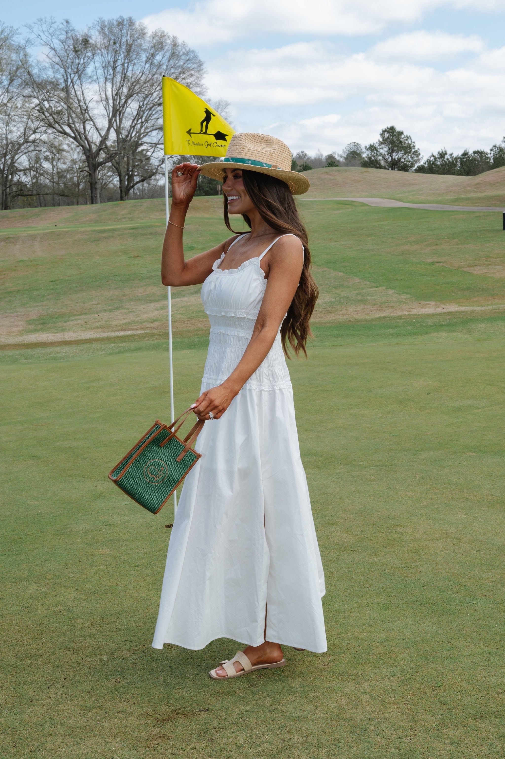 Smocked Maxi Dress-White