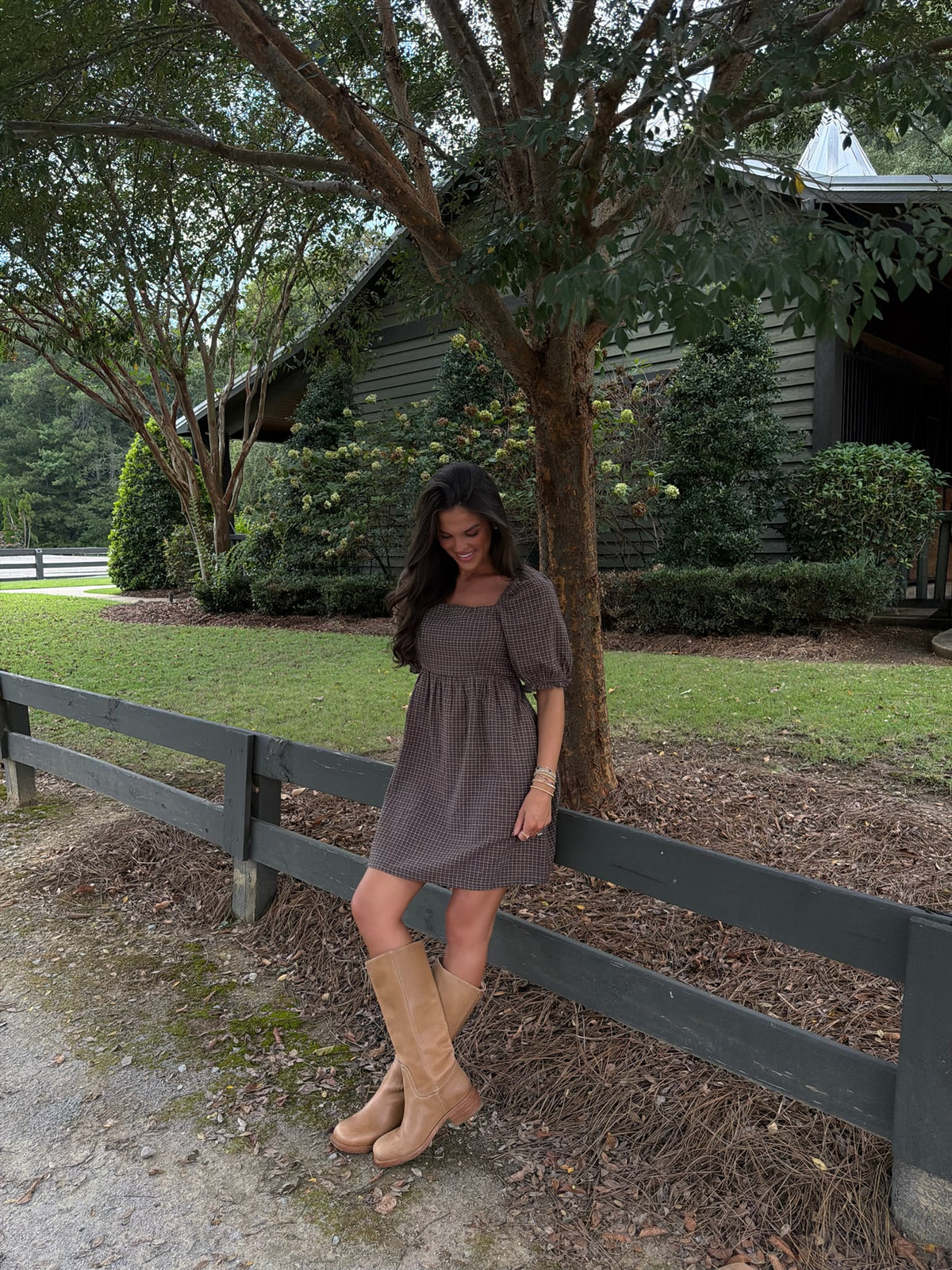 Lucie Plaid Mini Dress-Chocolate