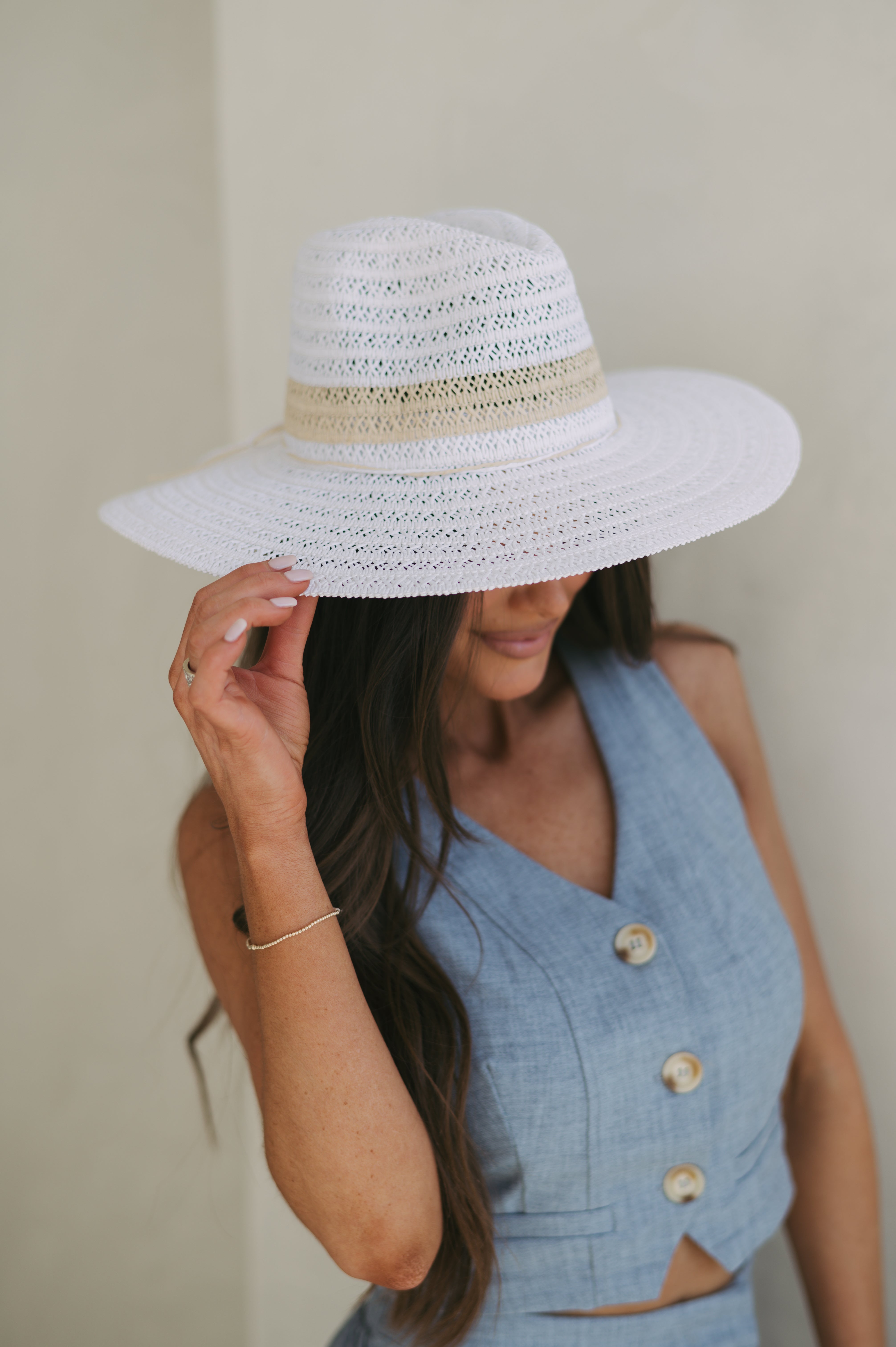Straw Braided Sun Hat-White//DOORBUSTER