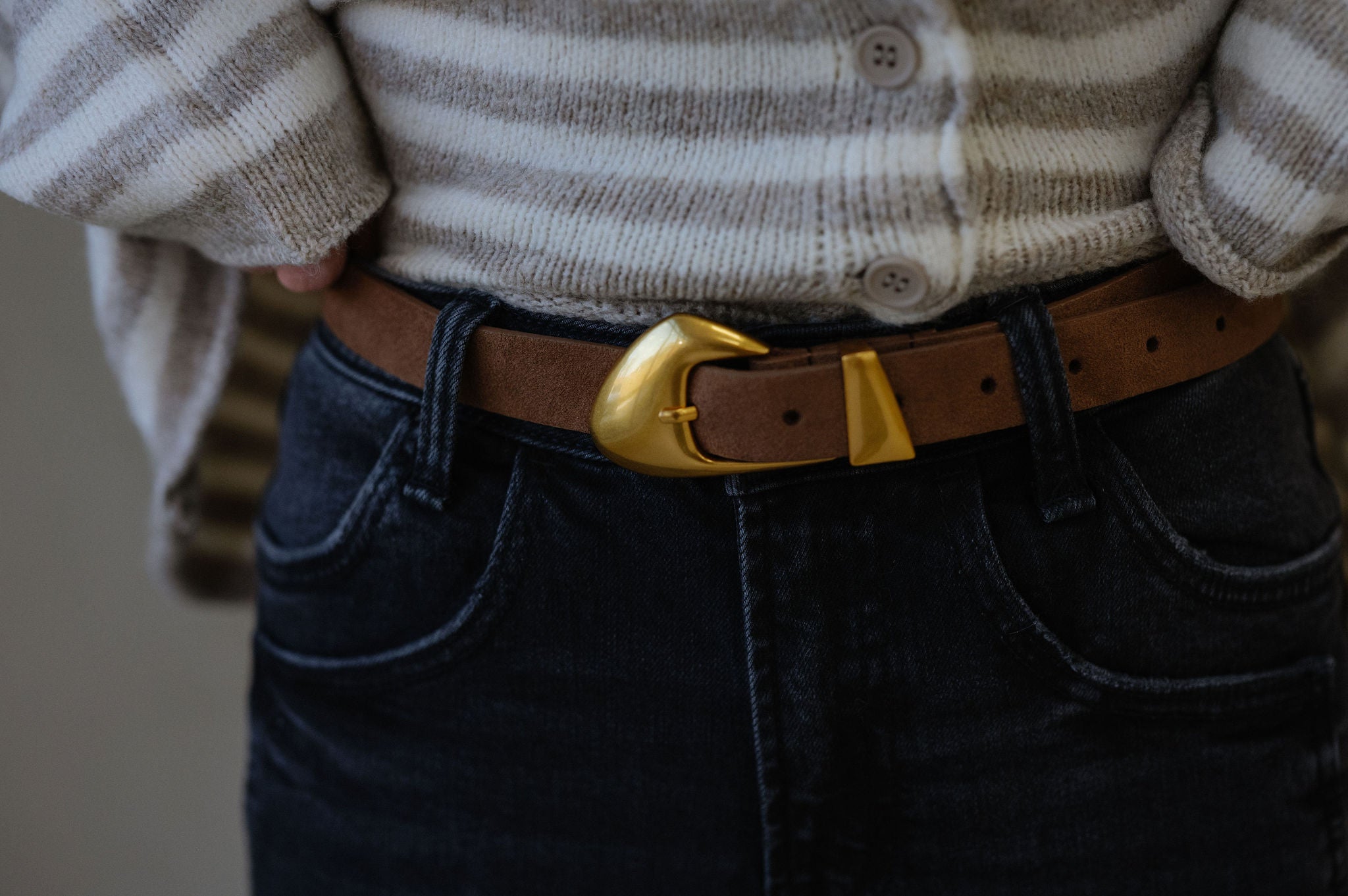 Layne Suede Belt-Brown
