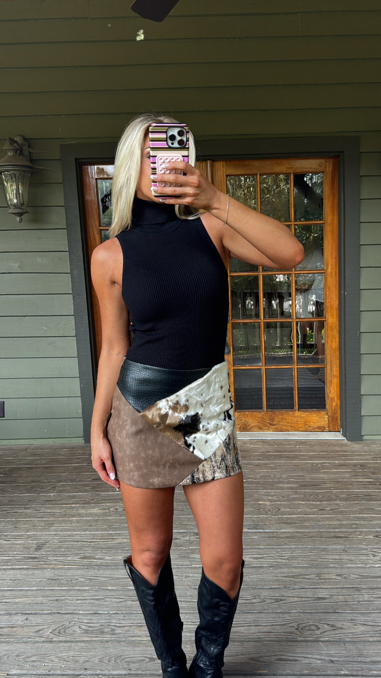Patchwork Mini Skirt-Multi