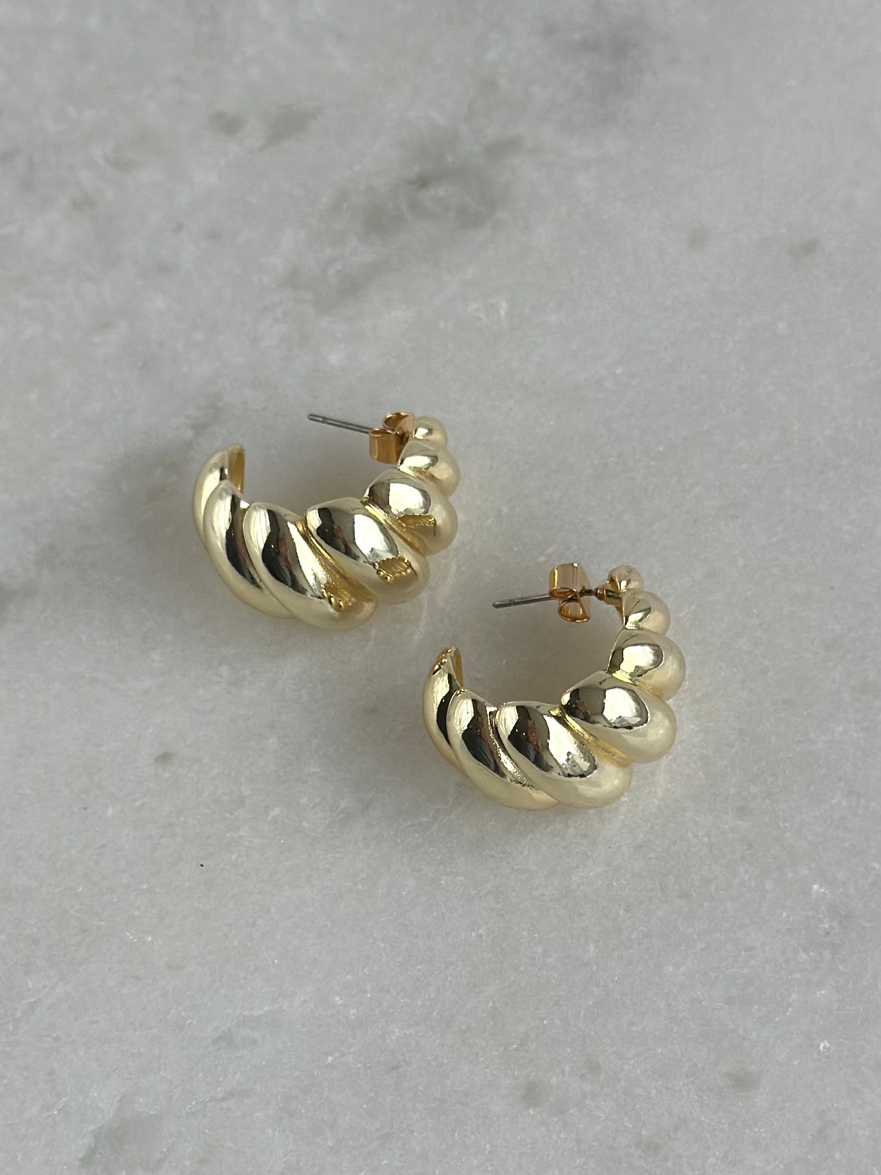 Gold Dipped Chunky Twist Hoops- Gold