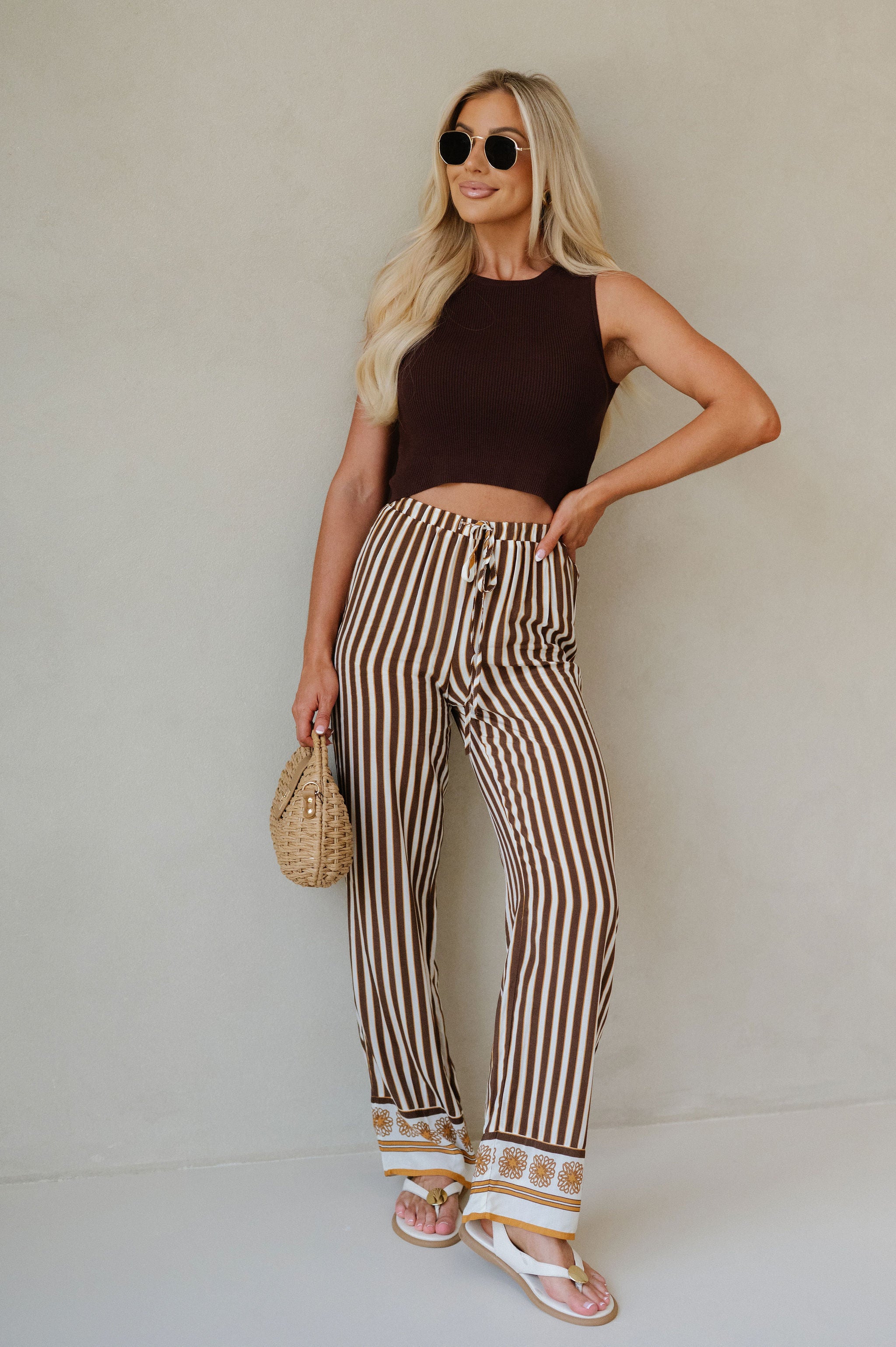 Classic Sleeveless Ribbed Top-Coffee