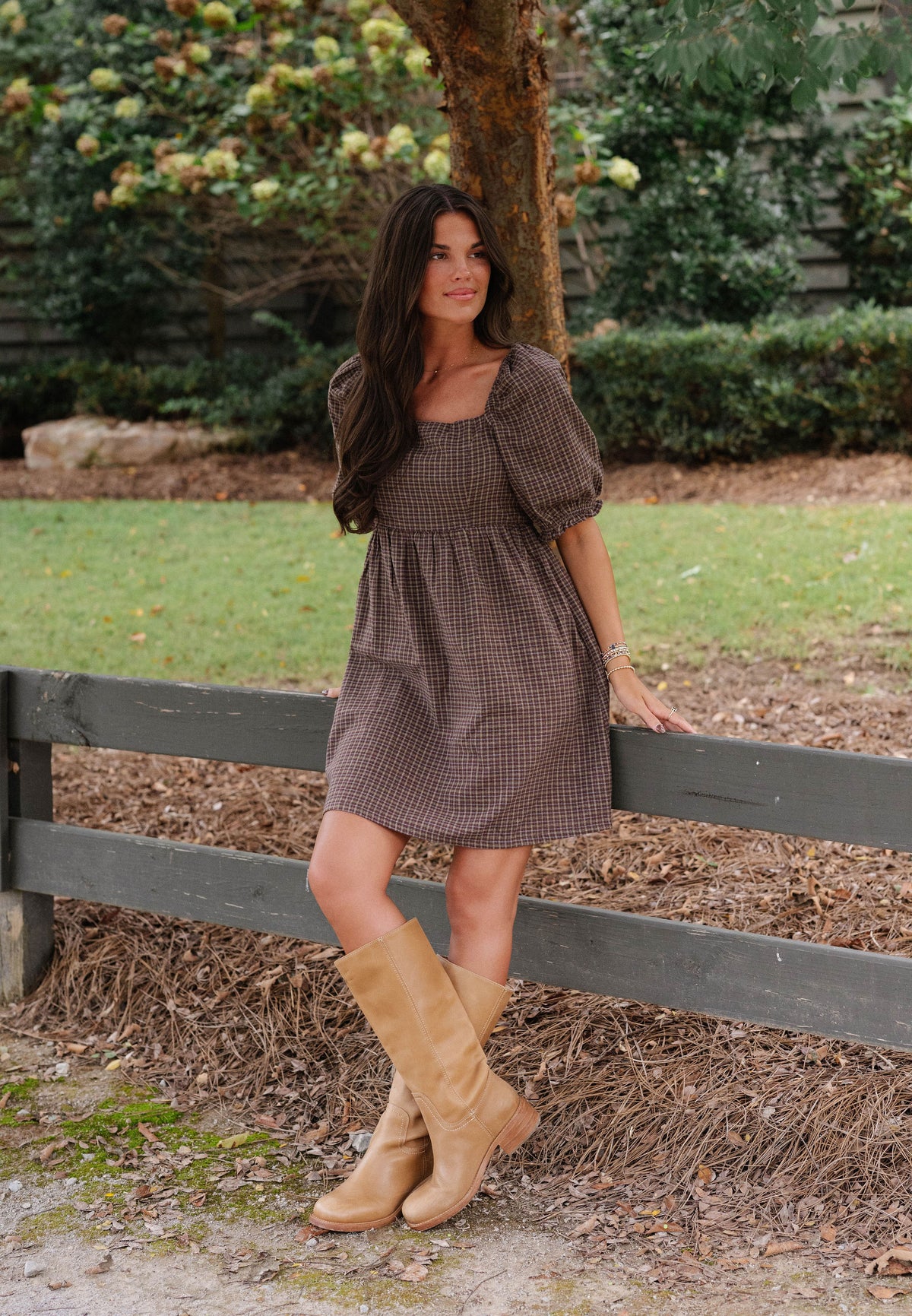 Lucie Plaid Mini Dress-Chocolate