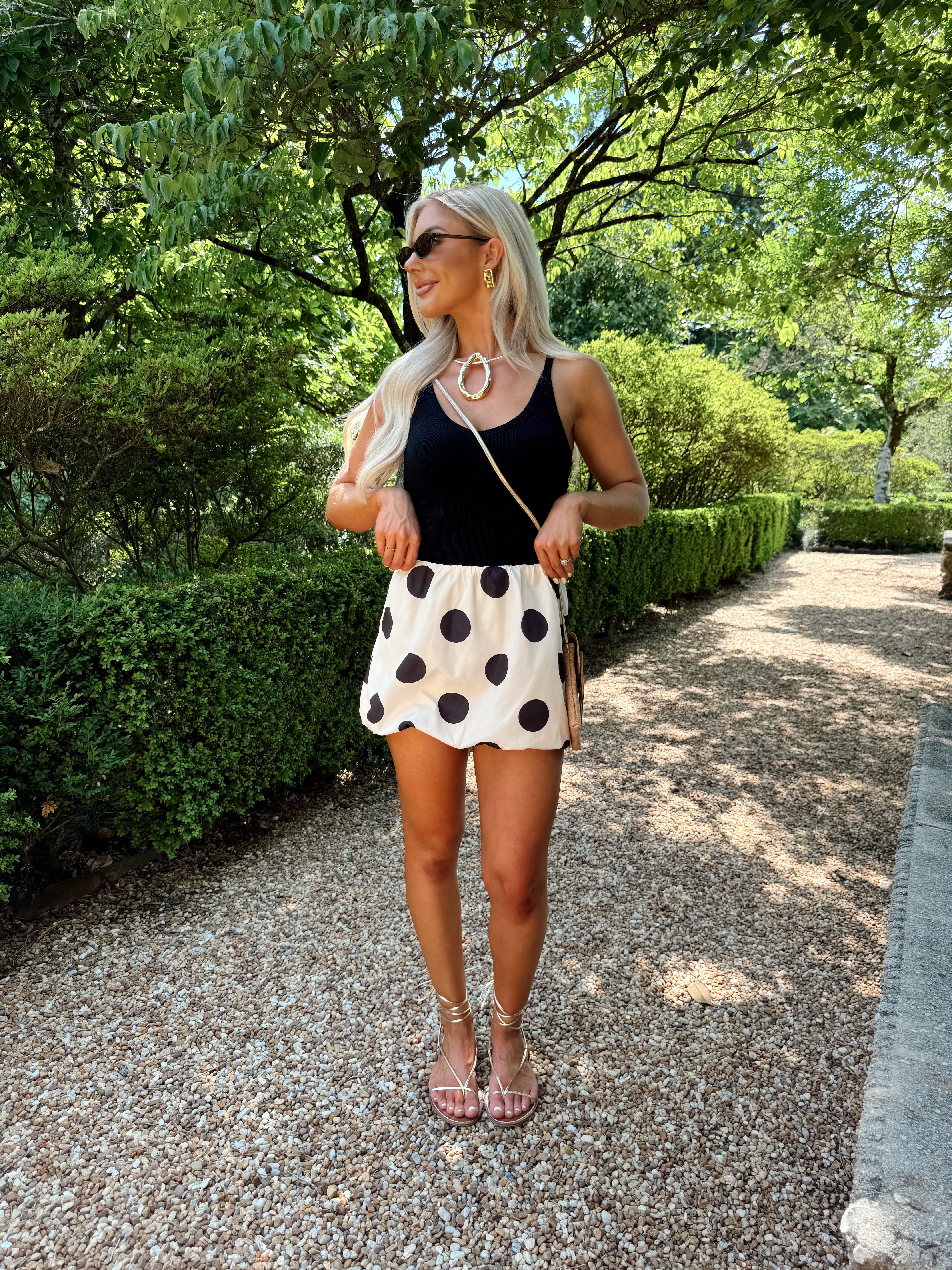 Polka Dot Bubble Skirt-Cream