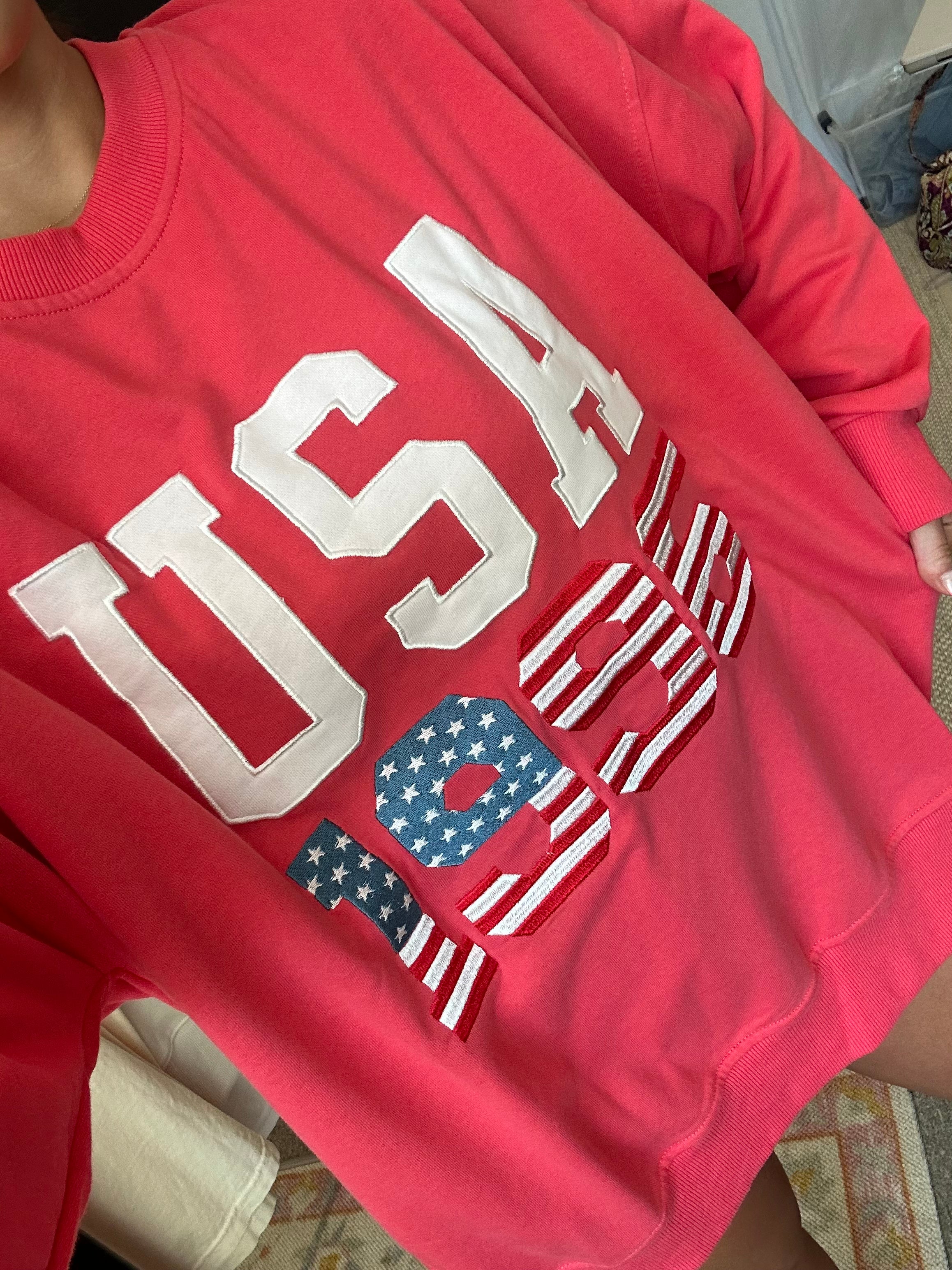 USA Oversized Olympic Sweatshirt-Tomato