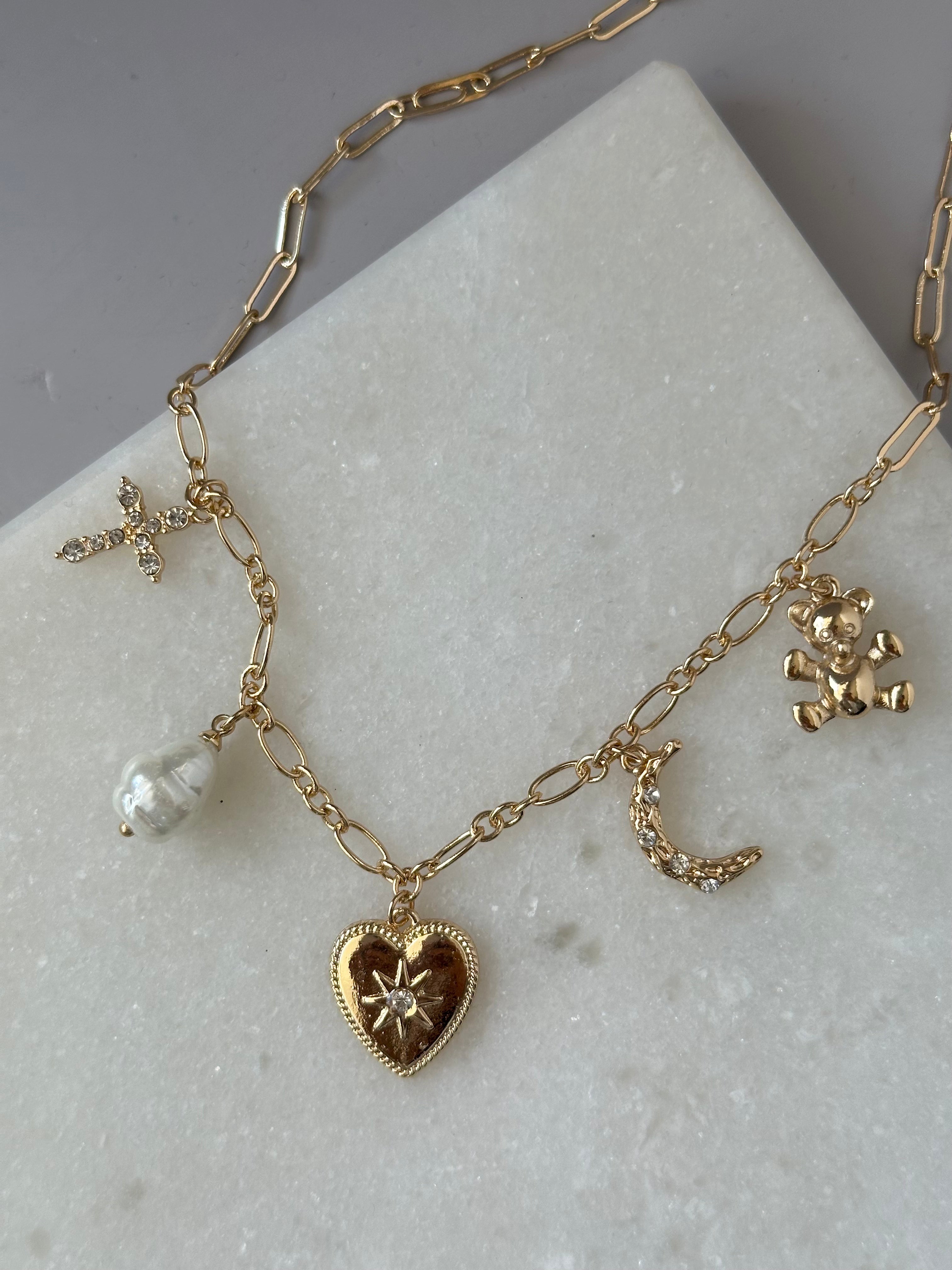 Euro Charm Necklace-Gold