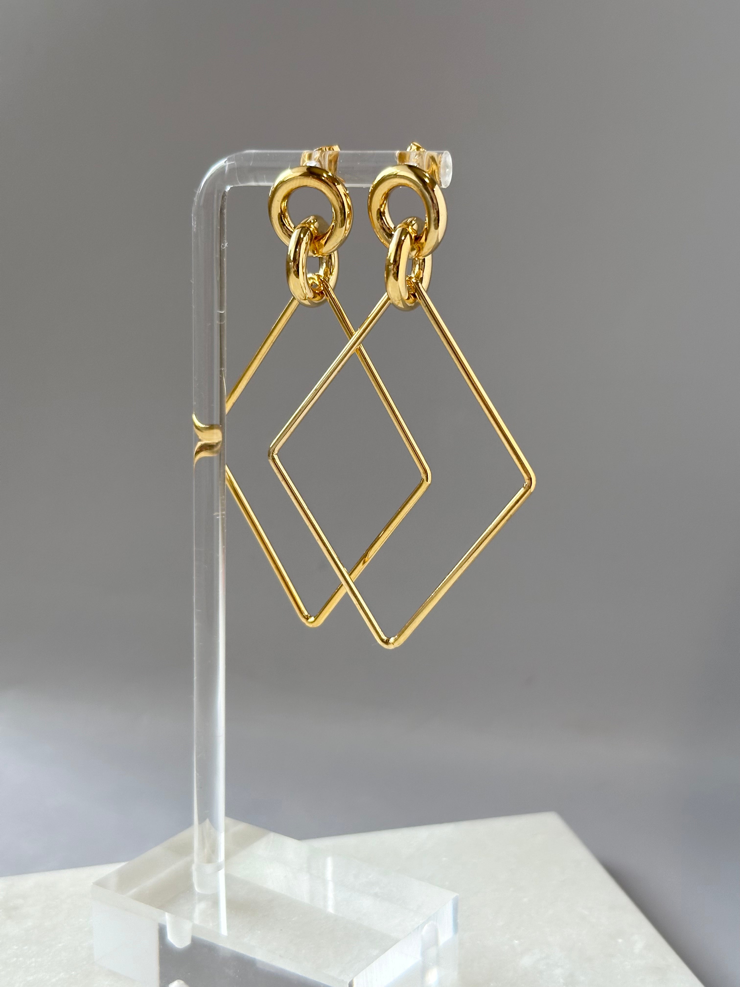 Gold Rhombus Hoops