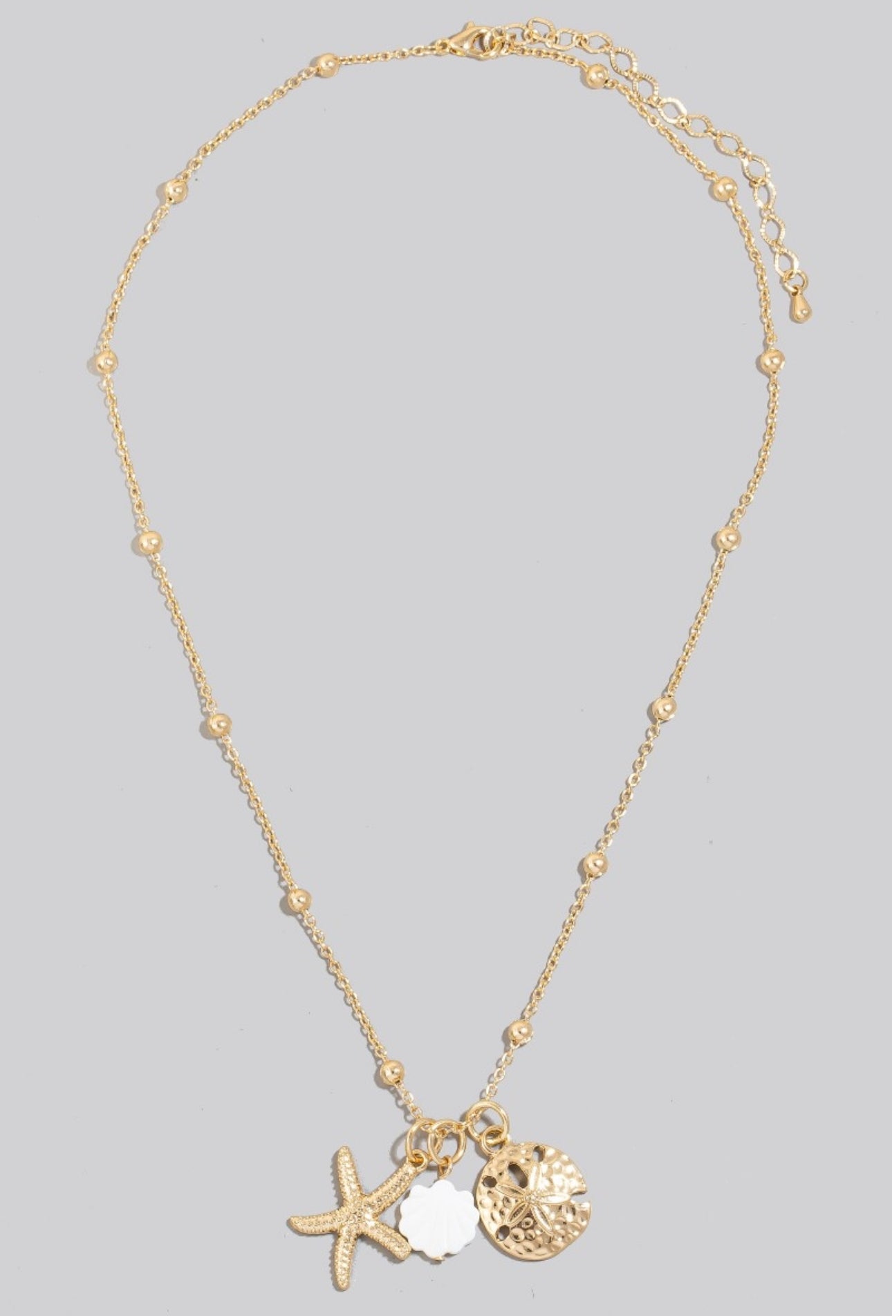 Seashell Charm Necklace-Gold