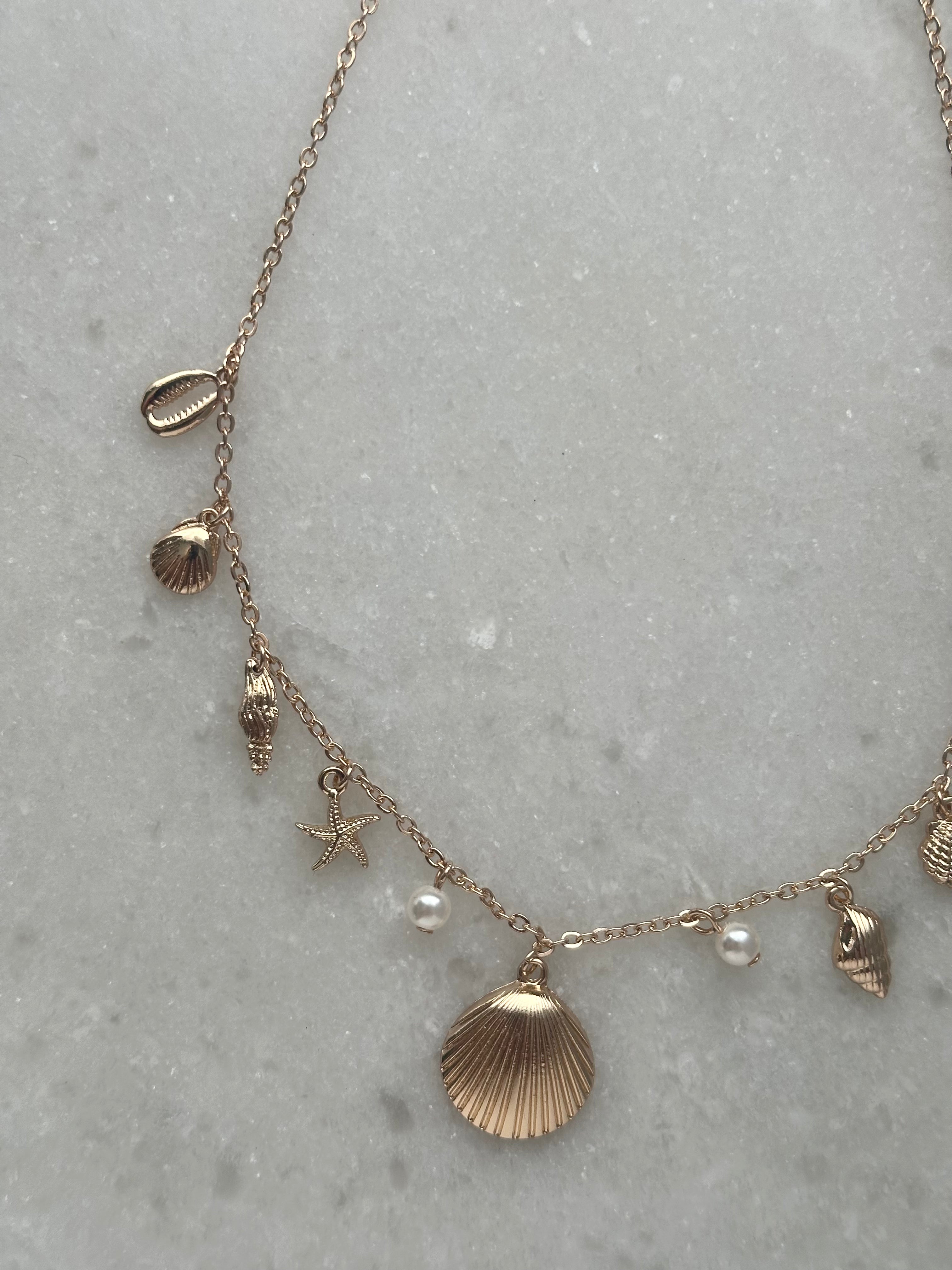 Golden Shell Charm Necklace