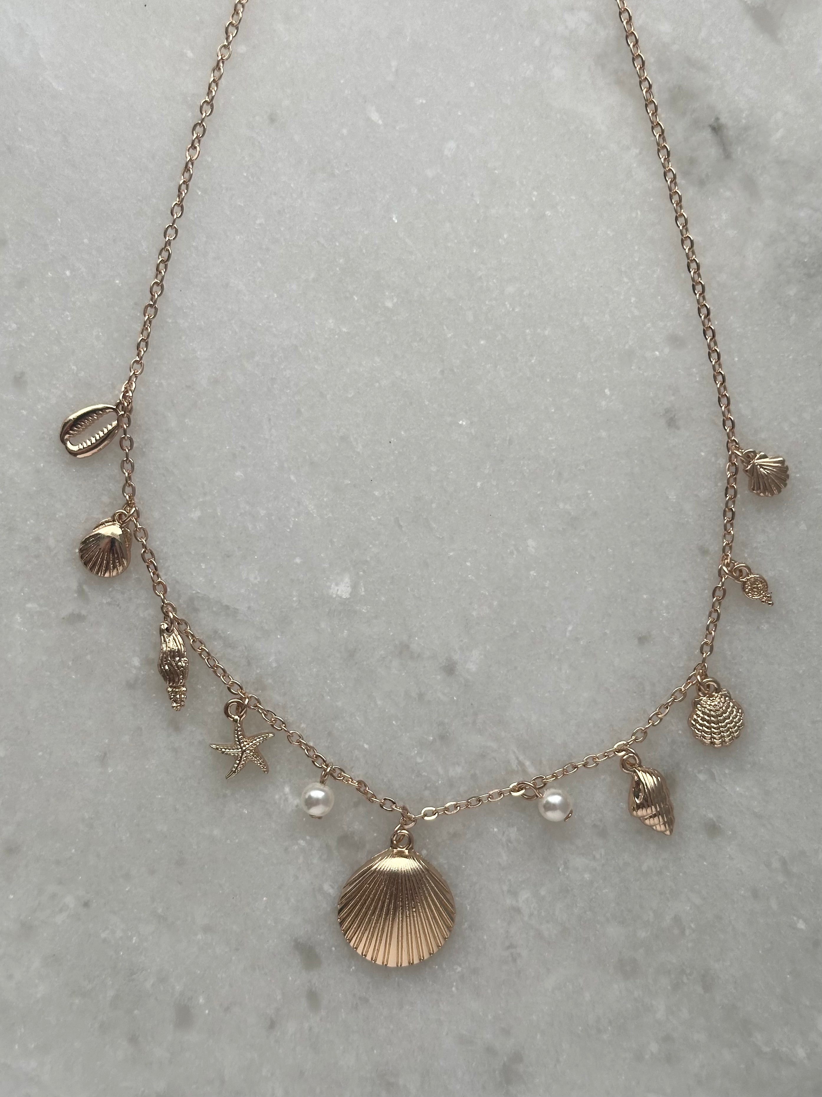 Golden Shell Charm Necklace