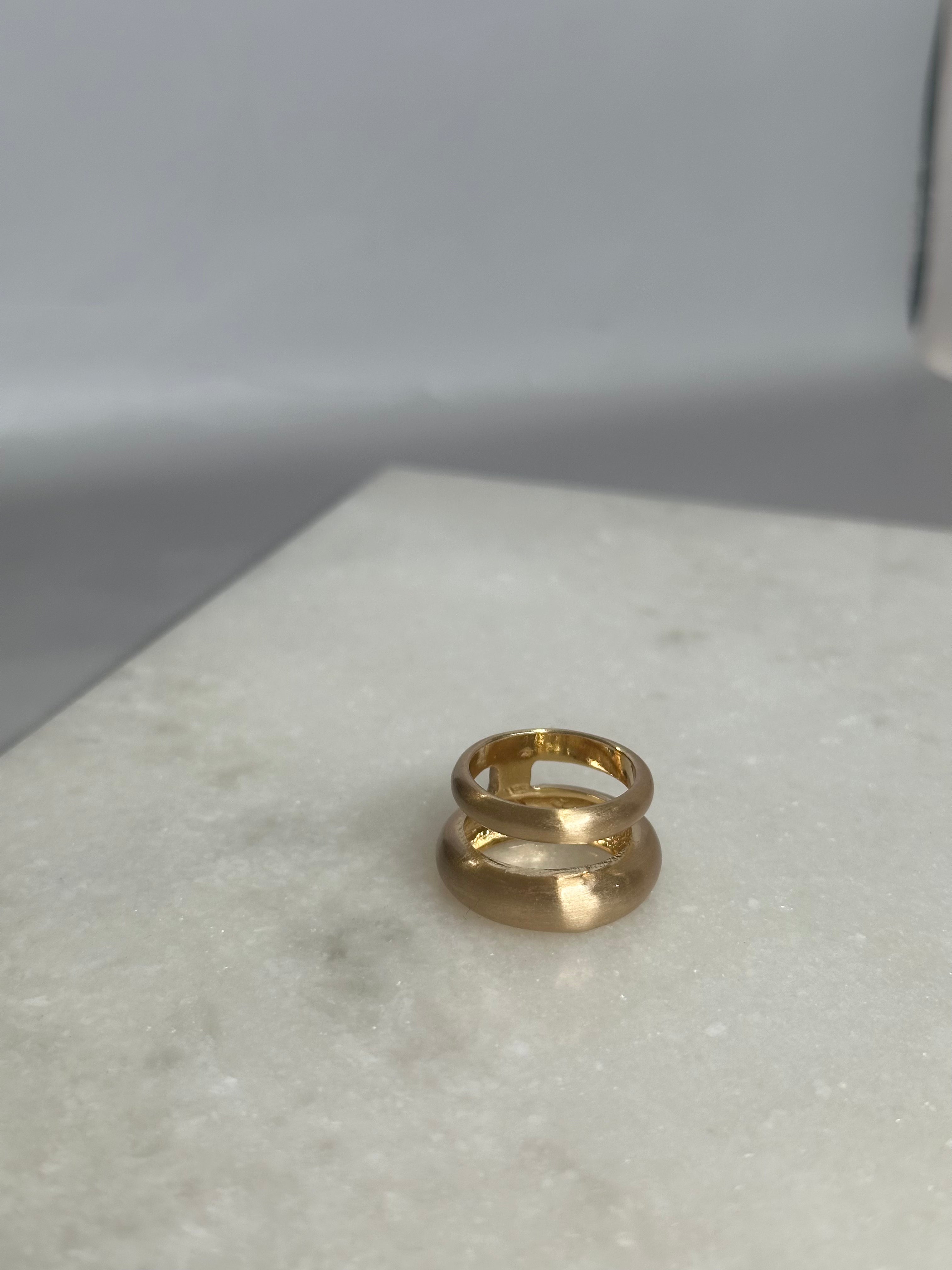 Double Layer Ring- Matte Gold