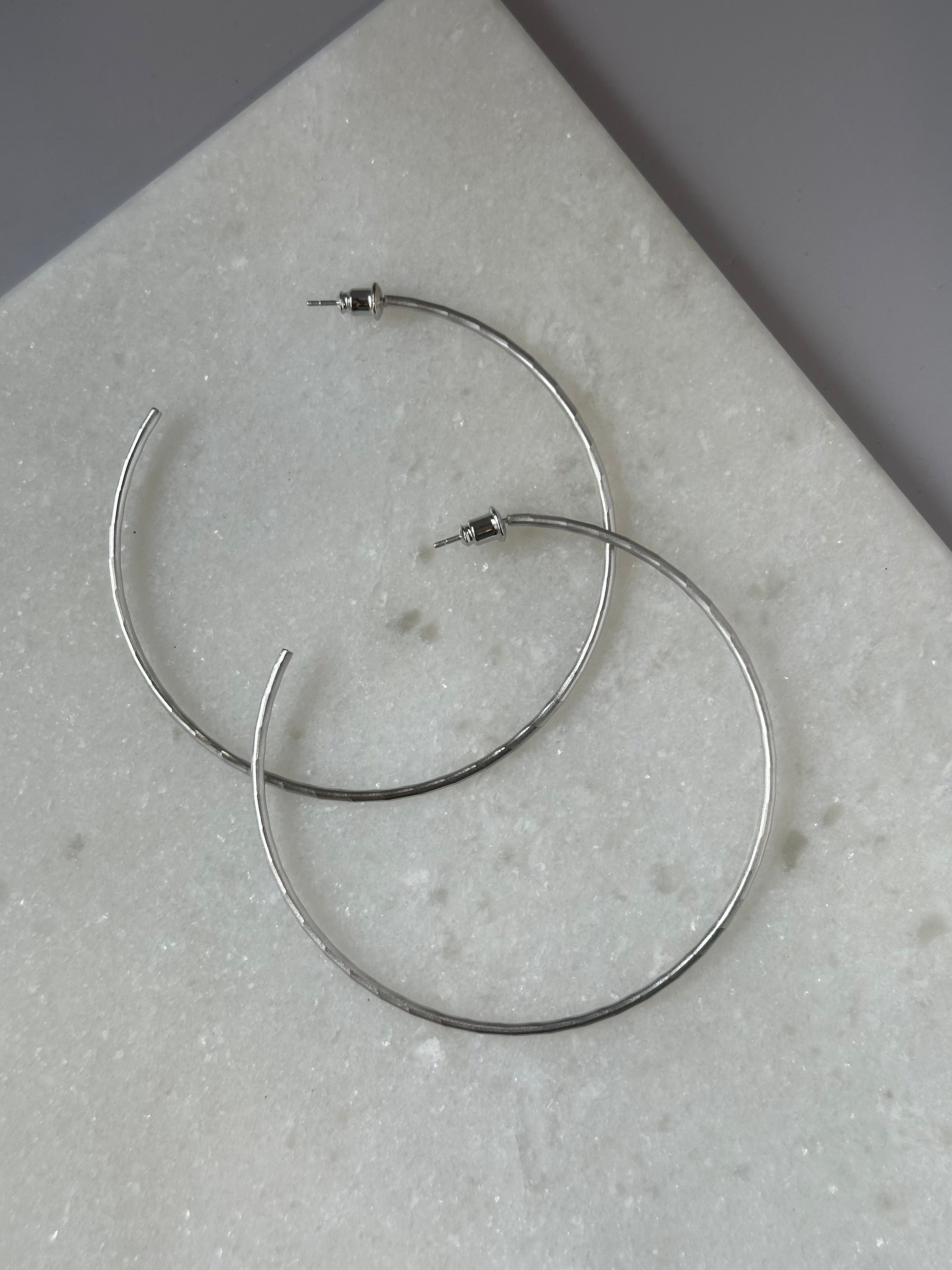 Textured Silver Hoops