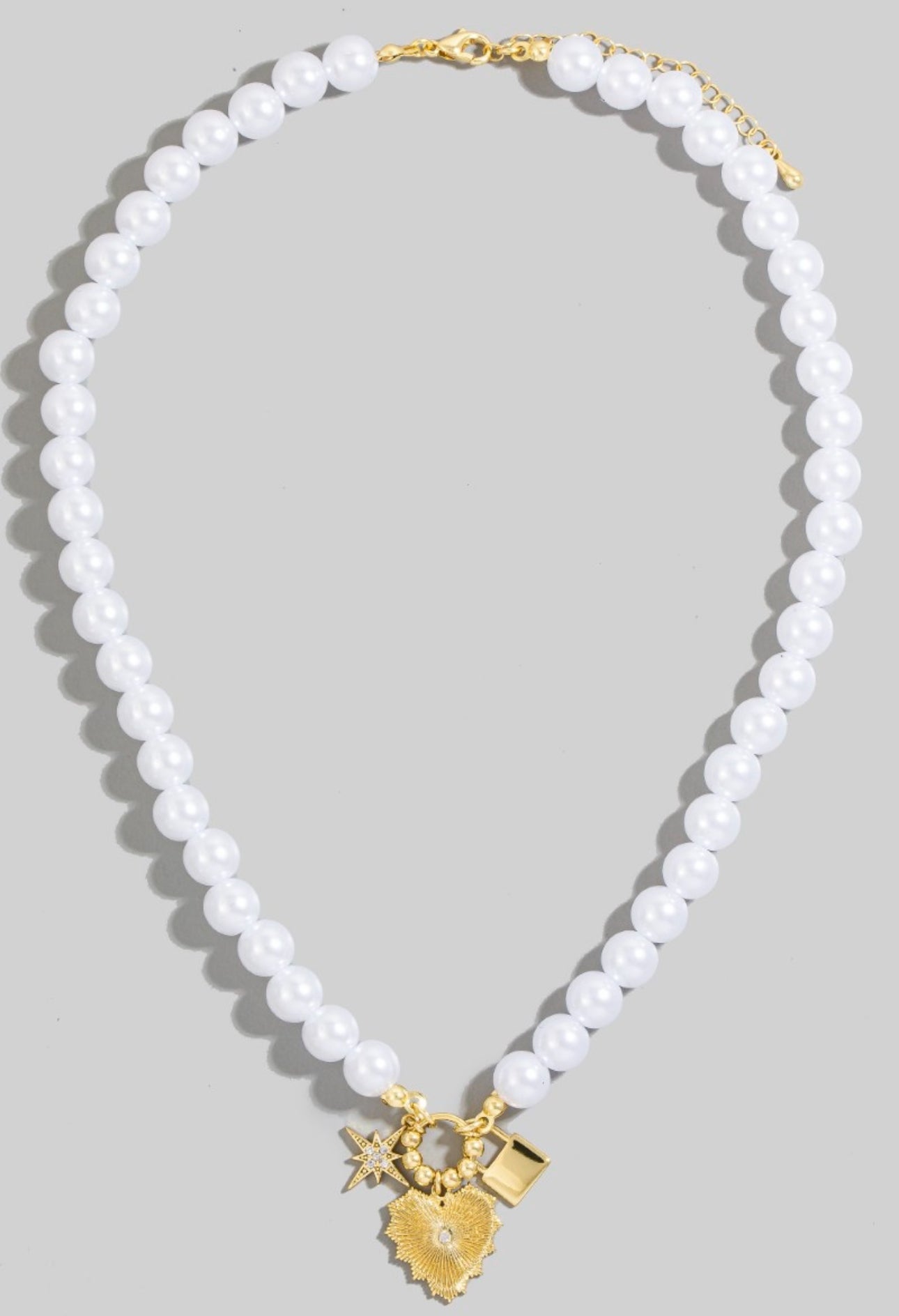 Pearl Charm Necklace - Gold