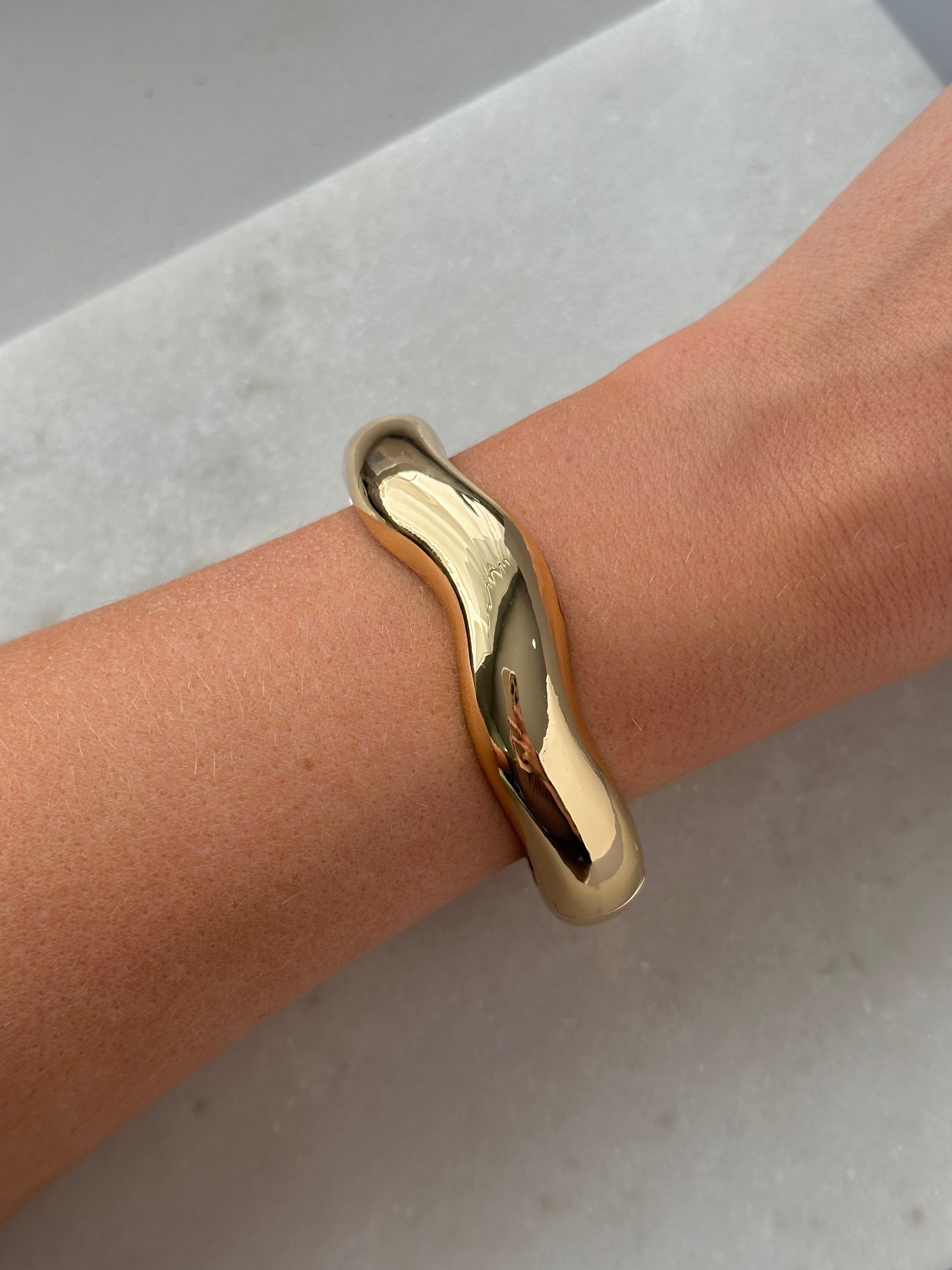 Crinkle Chunky Gold Bangle