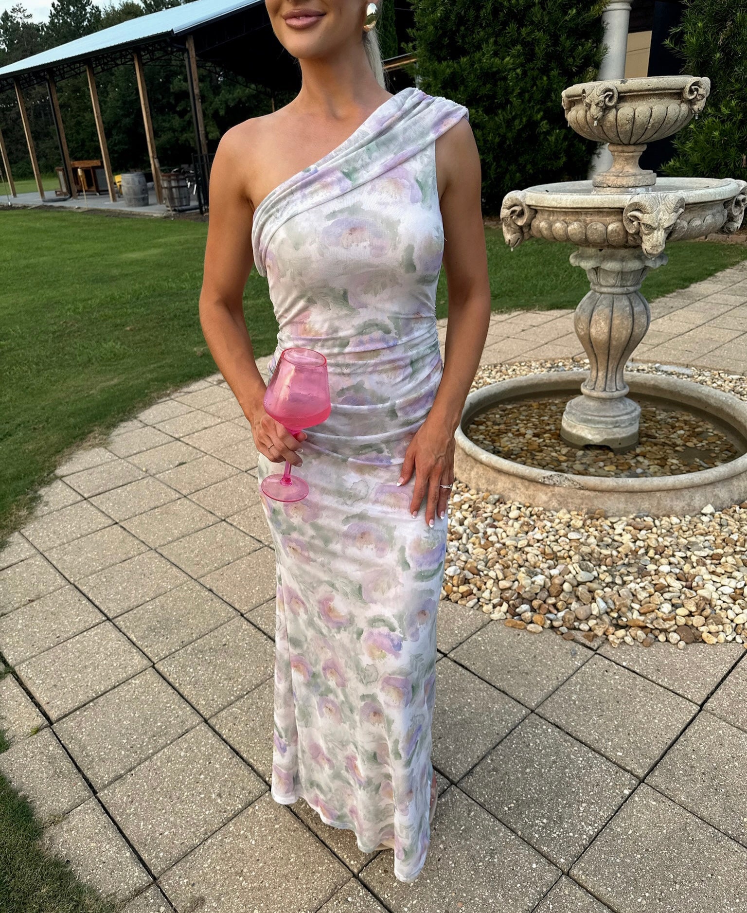 Lyla Floral Mesh Maxi Dress-Cream/Sage