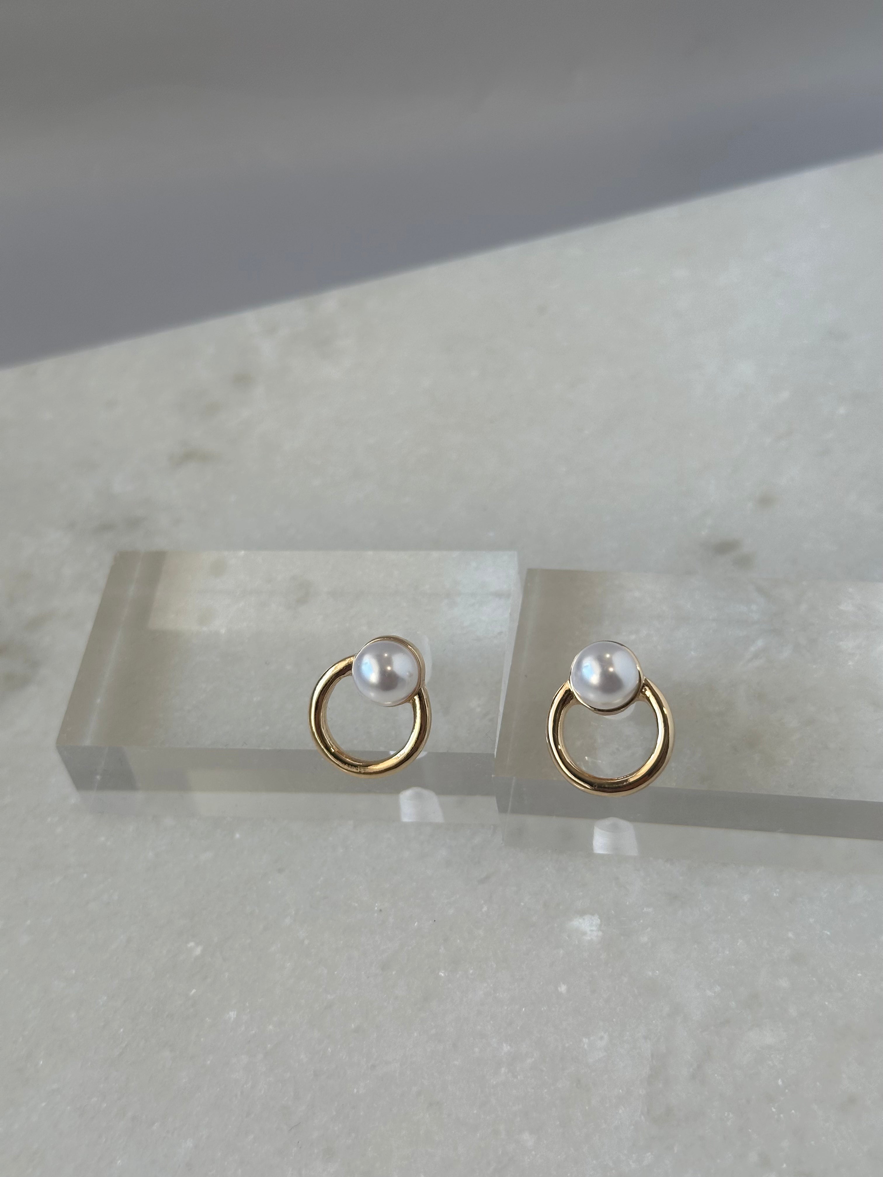 Addi Mini Pearl Hoops- Gold