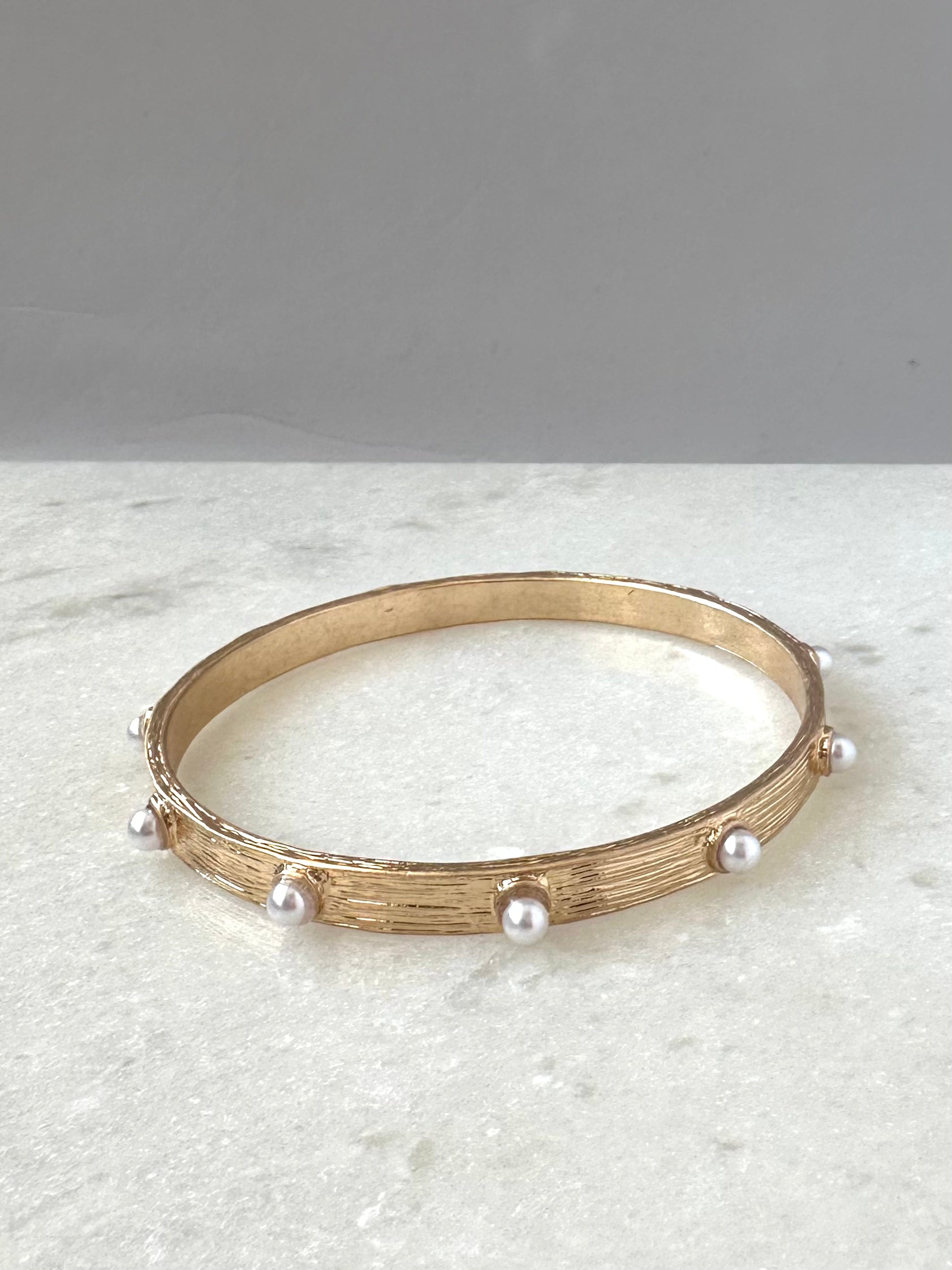 Hutton Textured Bangle- Gold