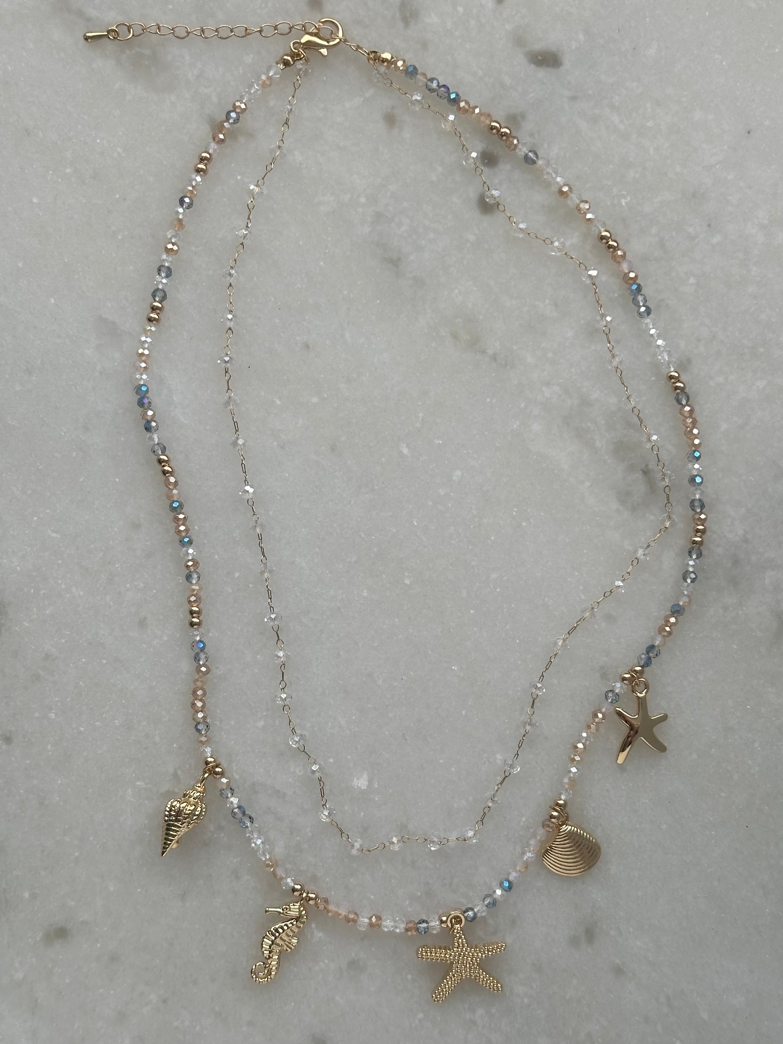 Coastal Beaded Necklace-Gold