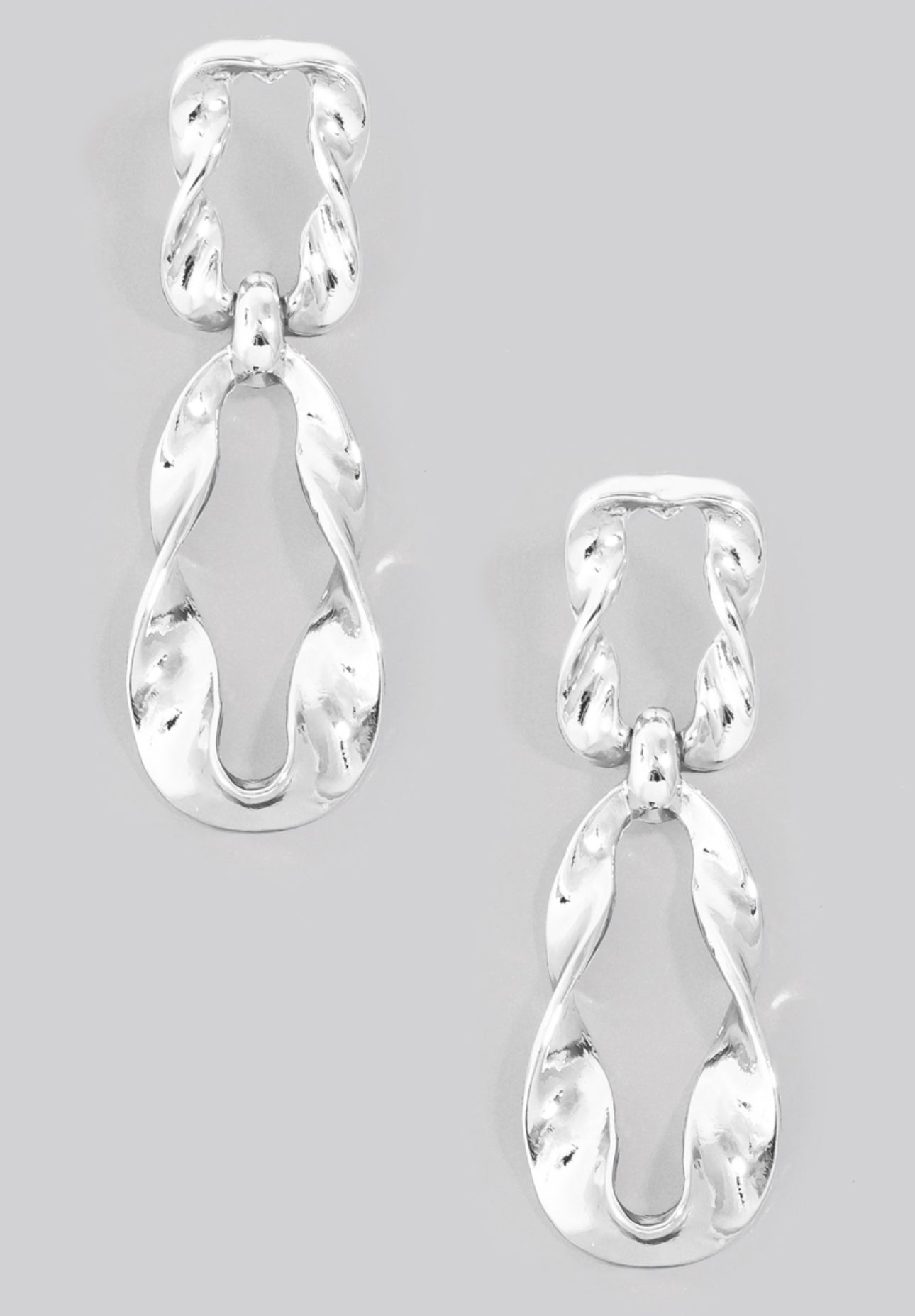 Twisted Square Dangle Earrings - Silver