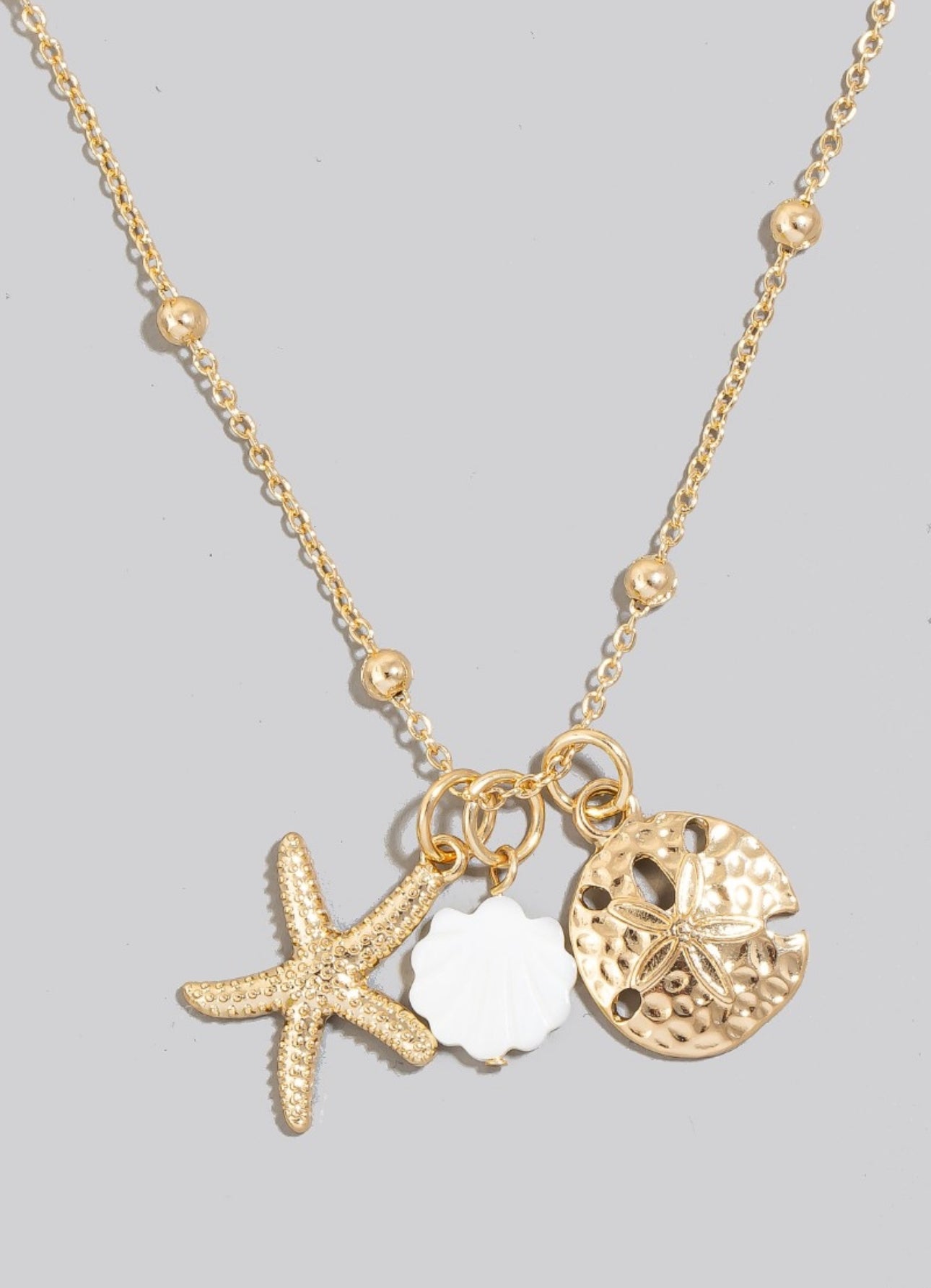 Seashell Charm Necklace-Gold