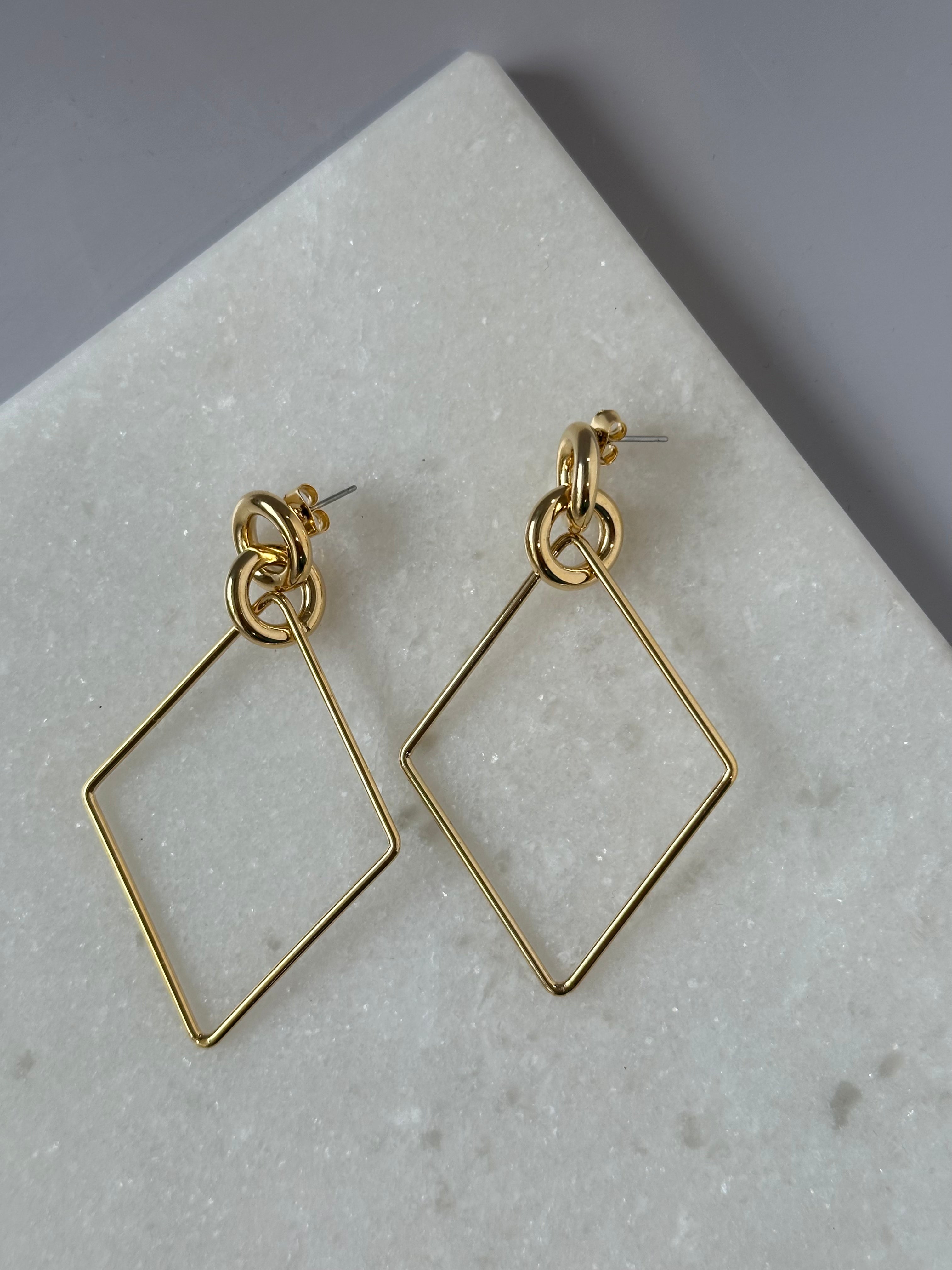 Gold Rhombus Hoops