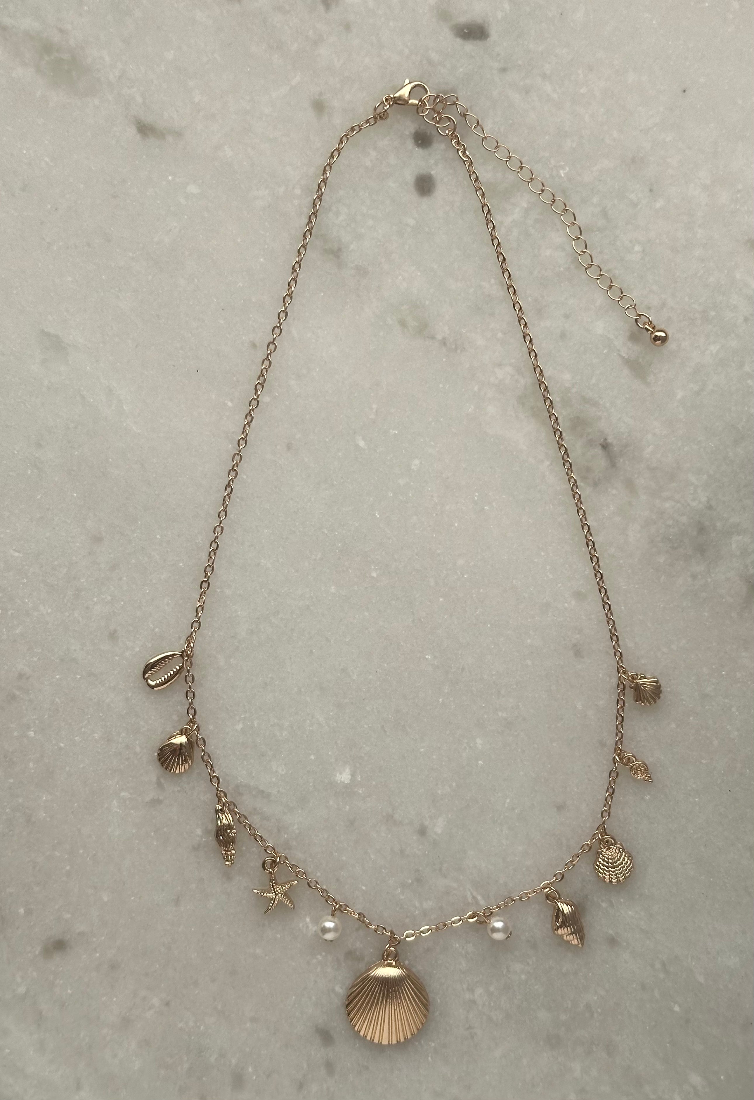 Golden Shell Charm Necklace