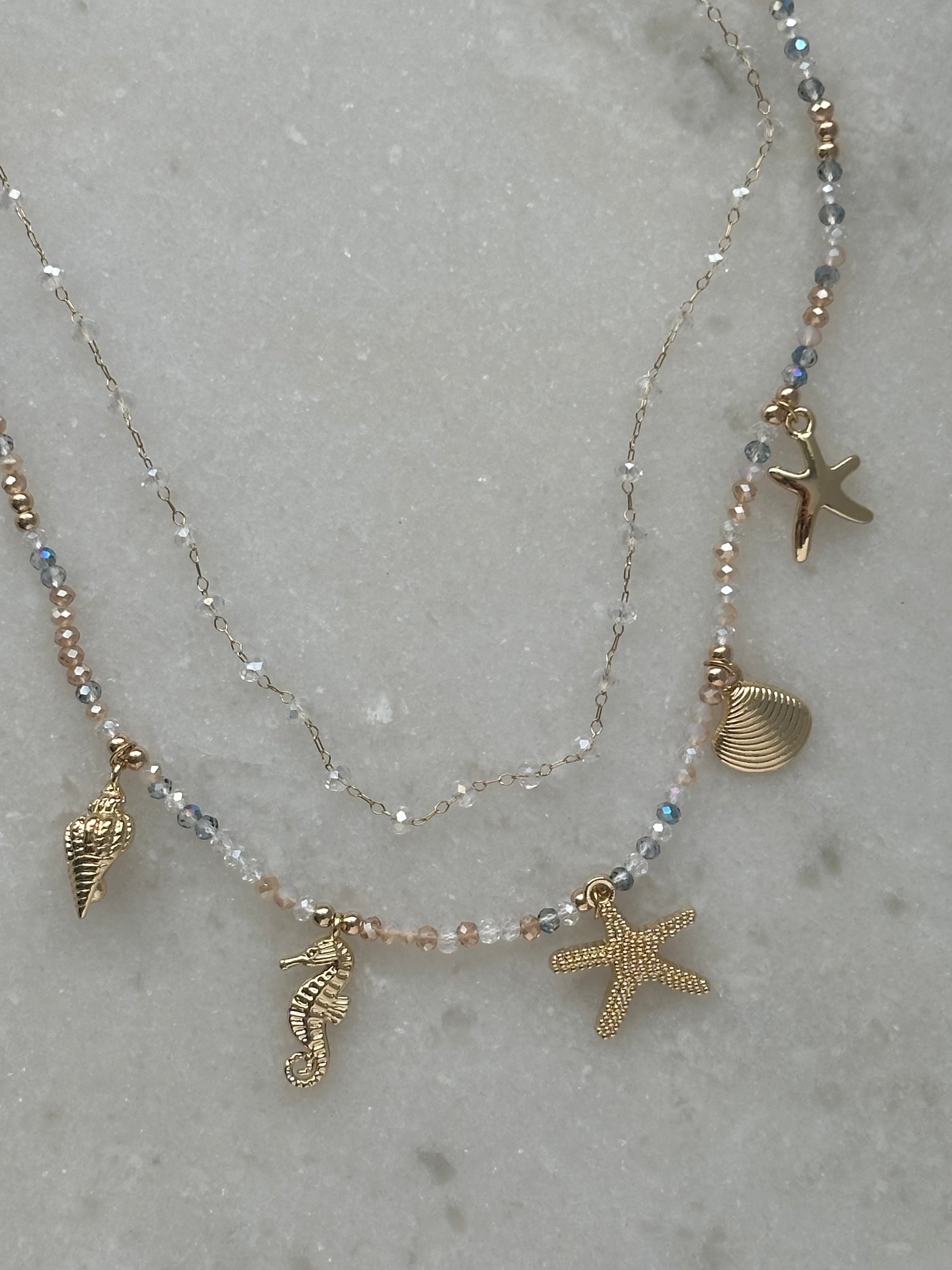 Coastal Beaded Necklace-Gold