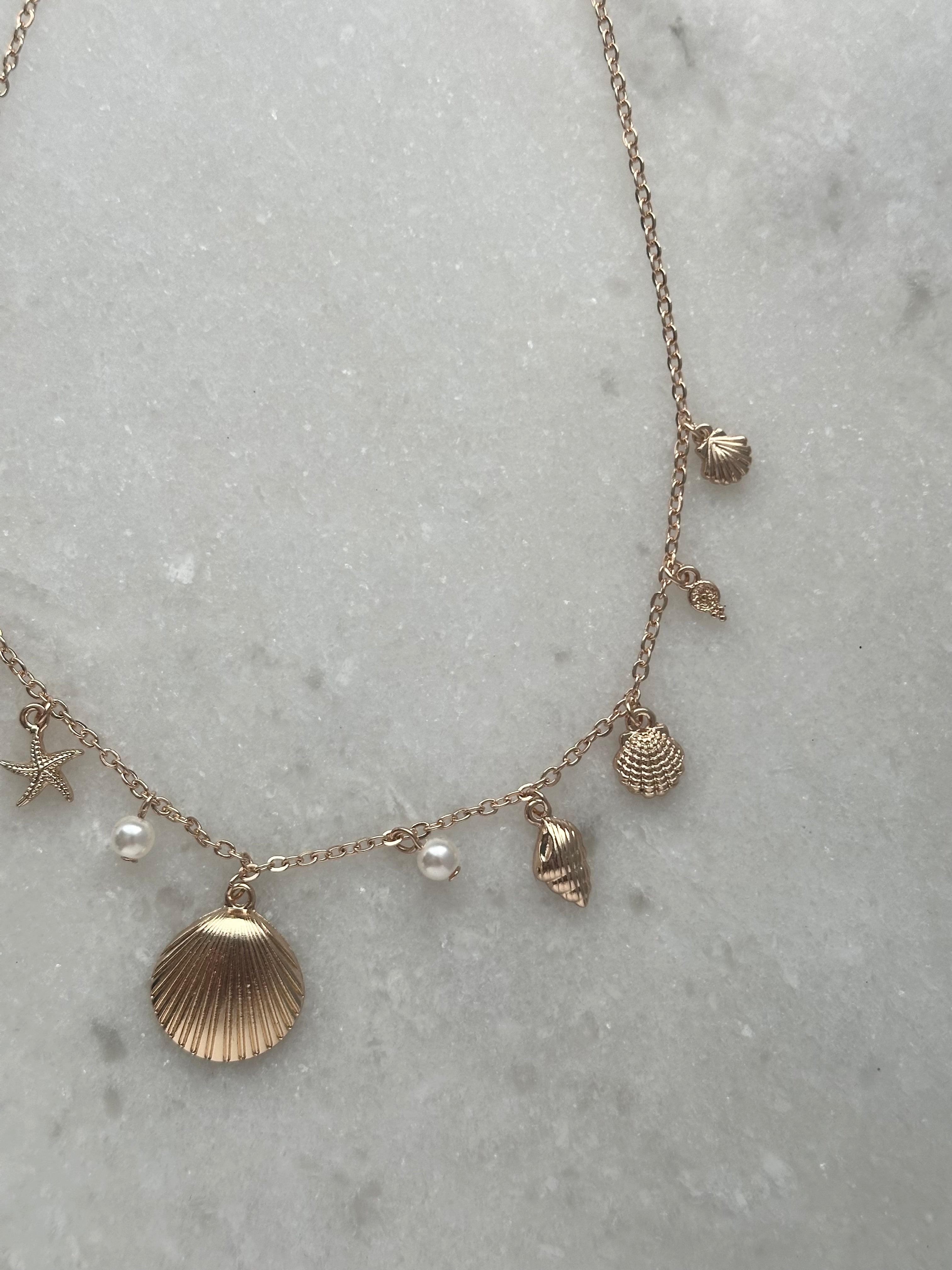 Golden Shell Charm Necklace