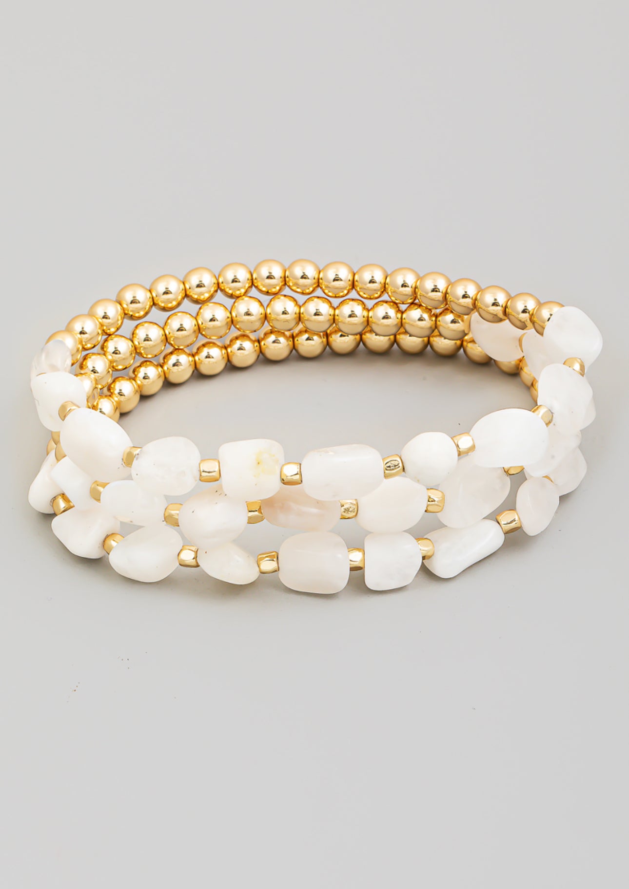 Amelia Bracelet Set - Gold/Cream