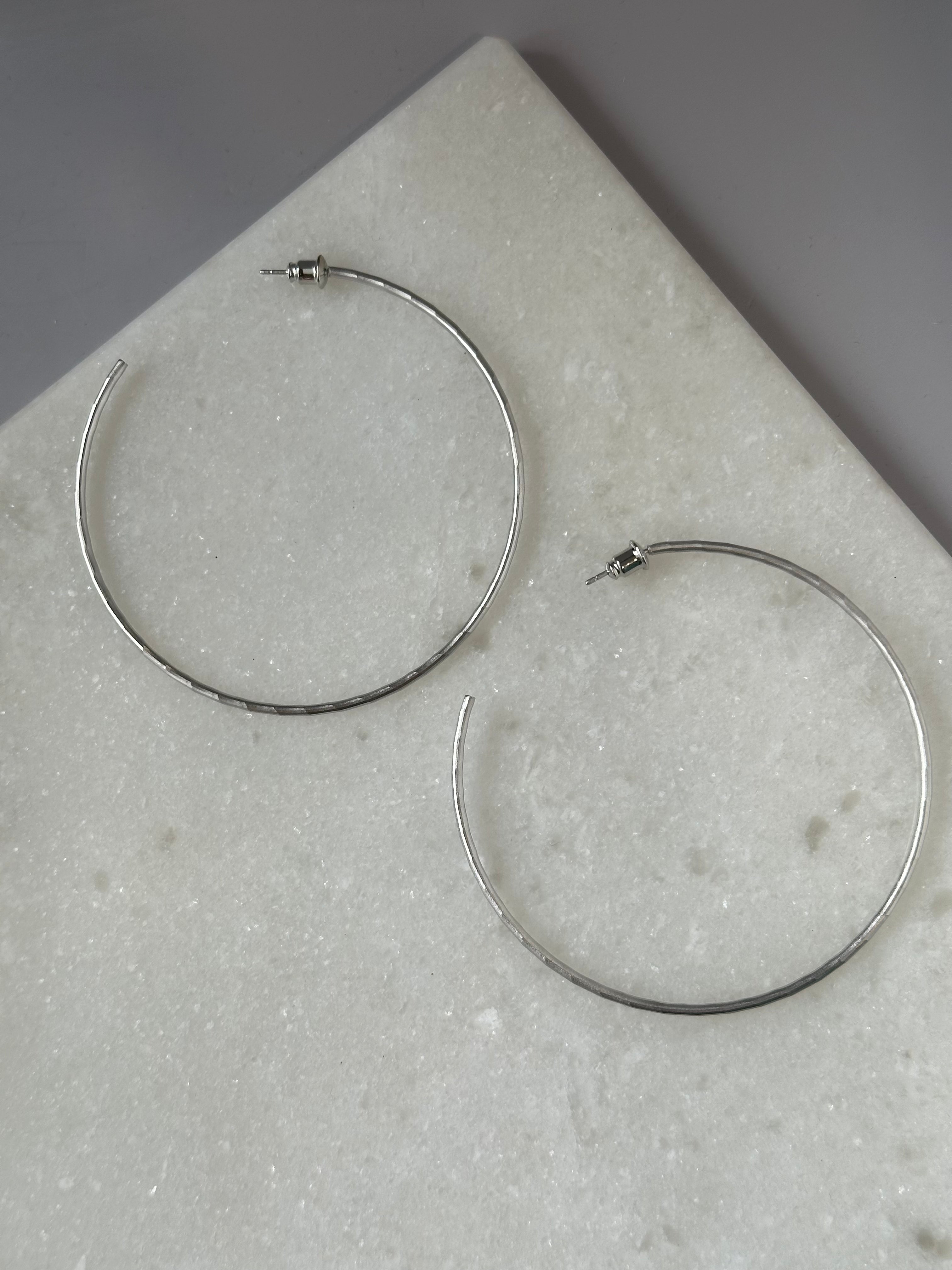 Textured Silver Hoops