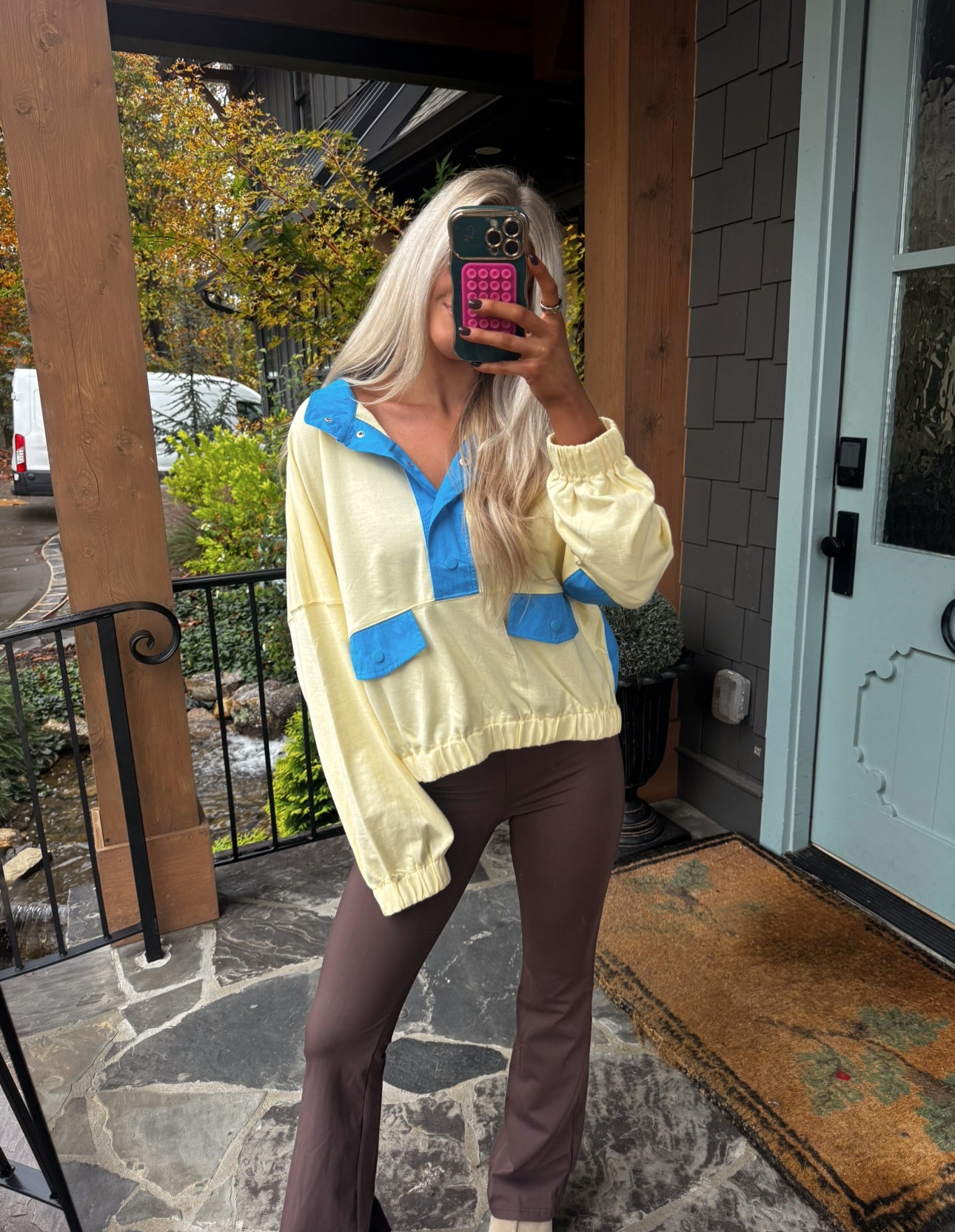 Contrast Trim Pullover-Canary Yellow