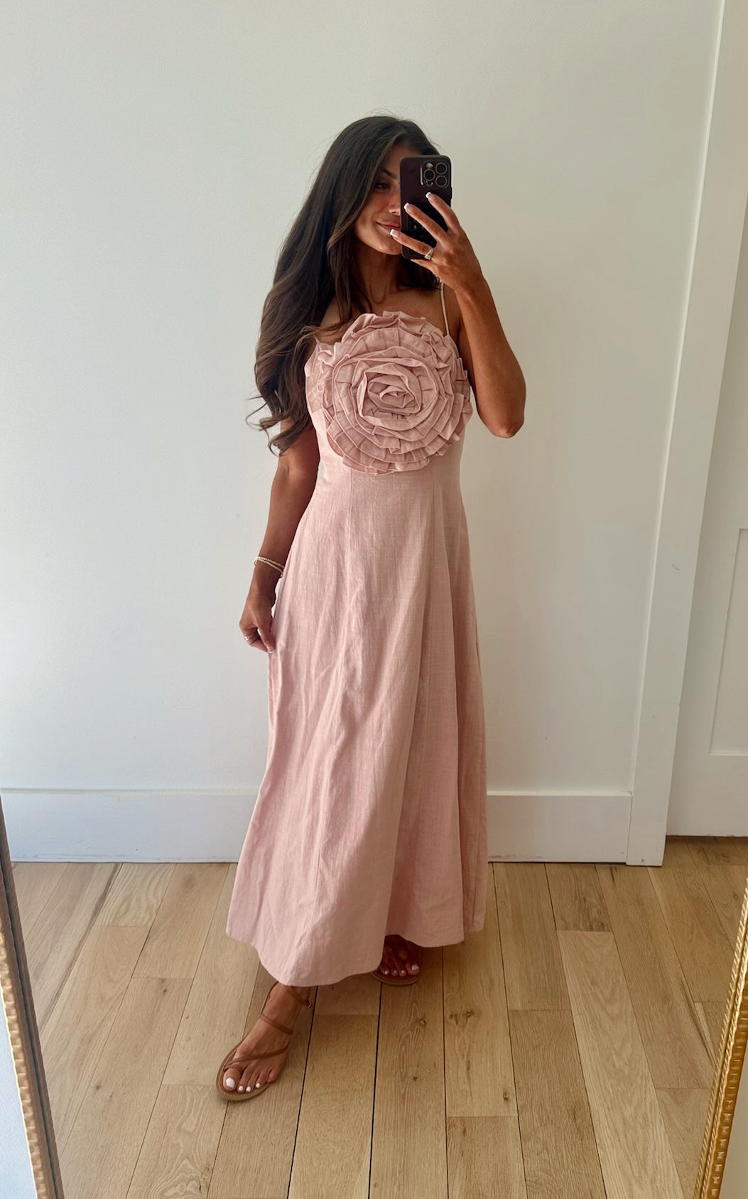 Lillian Statement Maxi Dress-Blush