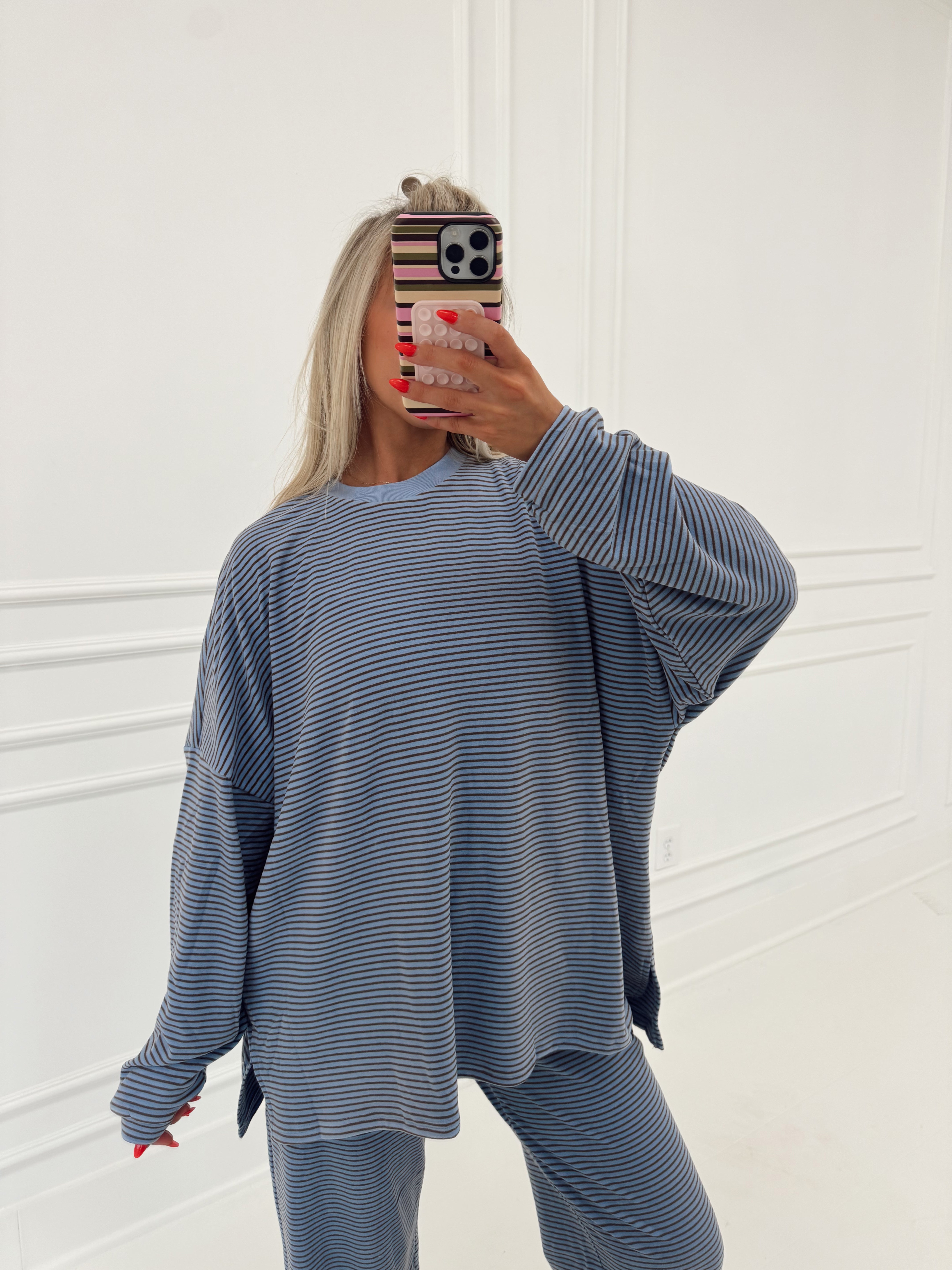 Nelly Striped Pants-Blue