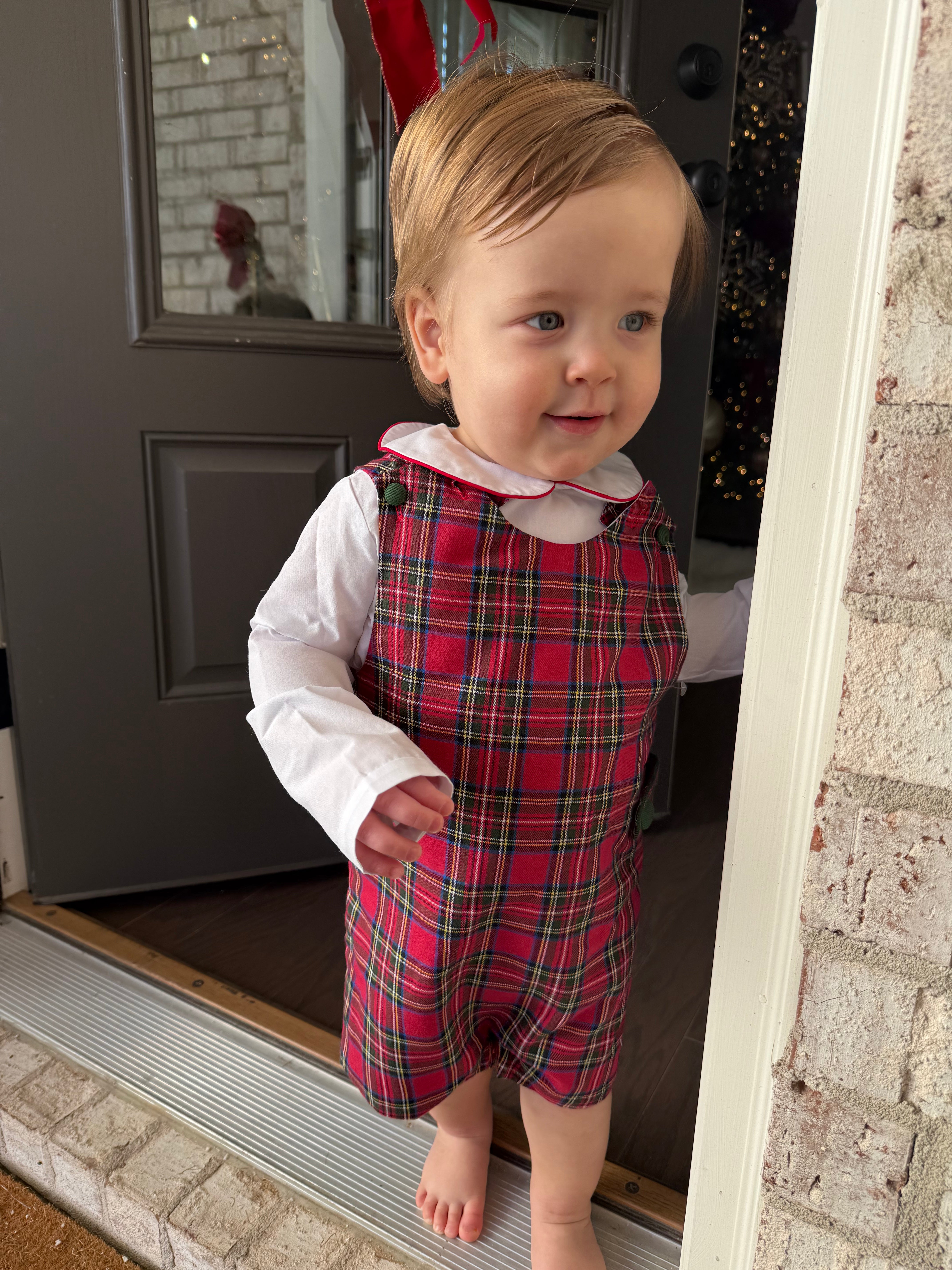 Christmas Plaid Shortall