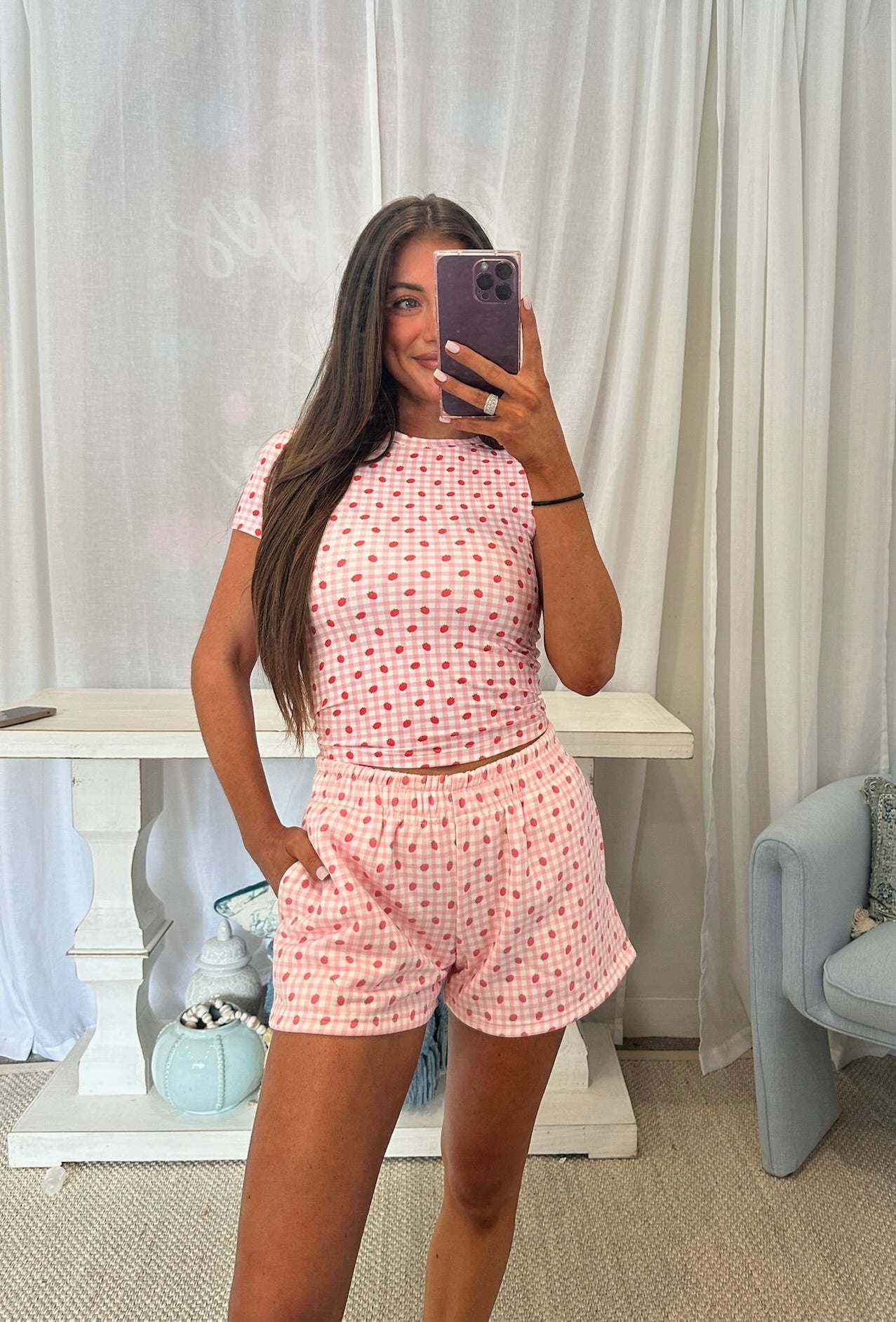 Strawberry Pajama Top-Pink//DOORBUSTER