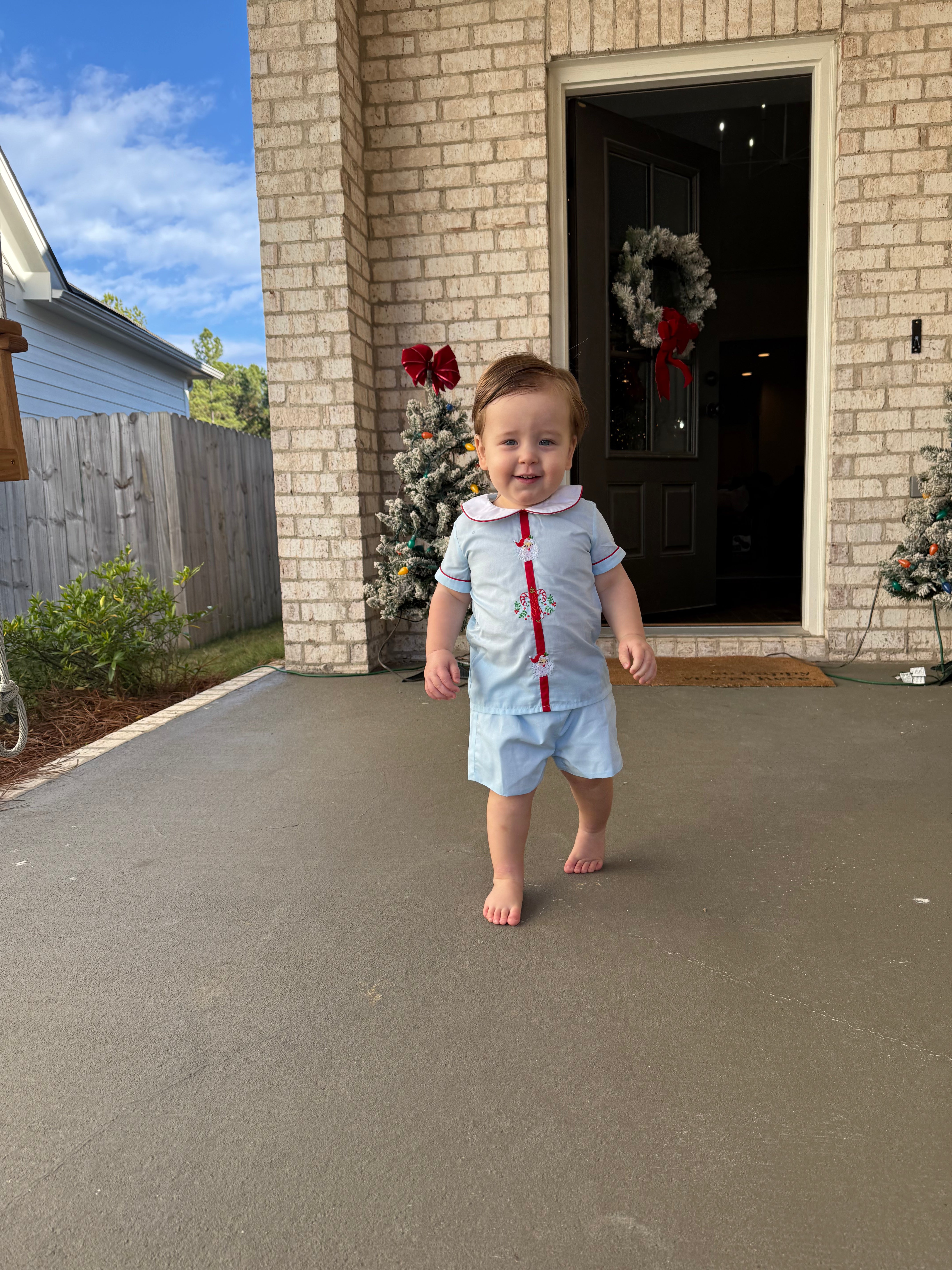 Boy's "Santa Claus" Short Set-Blue