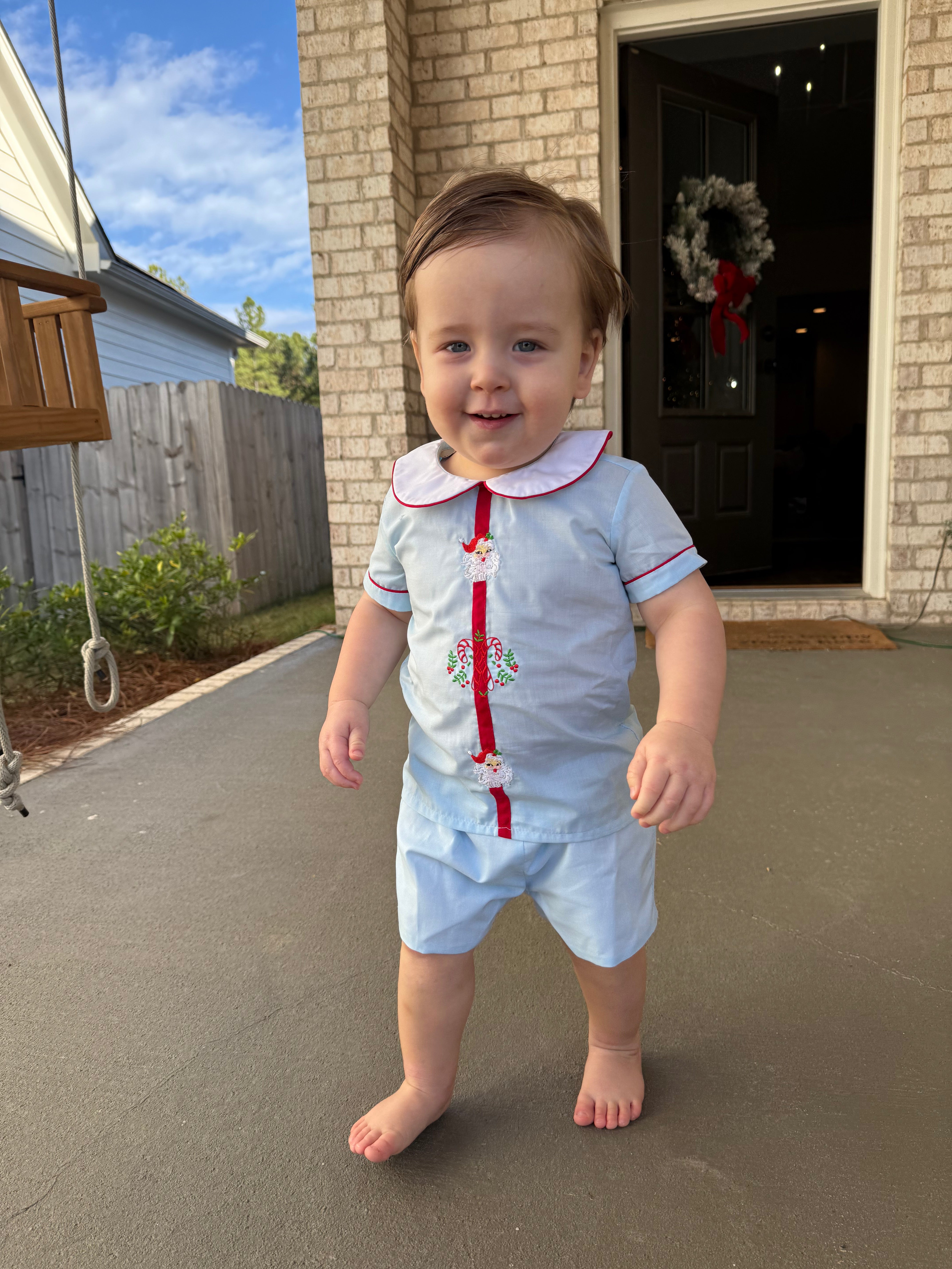 Boy's "Santa Claus" Short Set-Blue