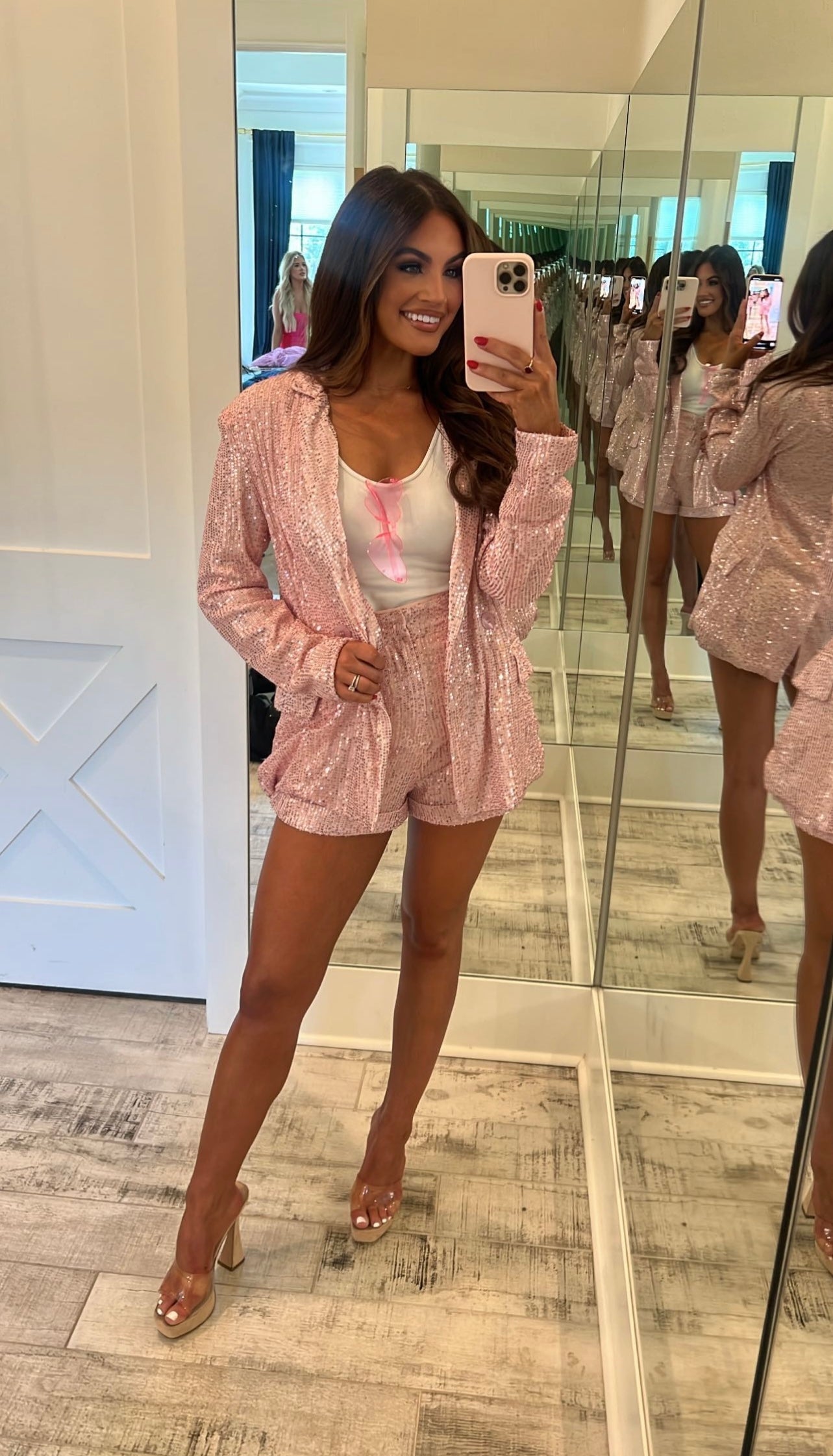 Sequin shorts and blazer sale