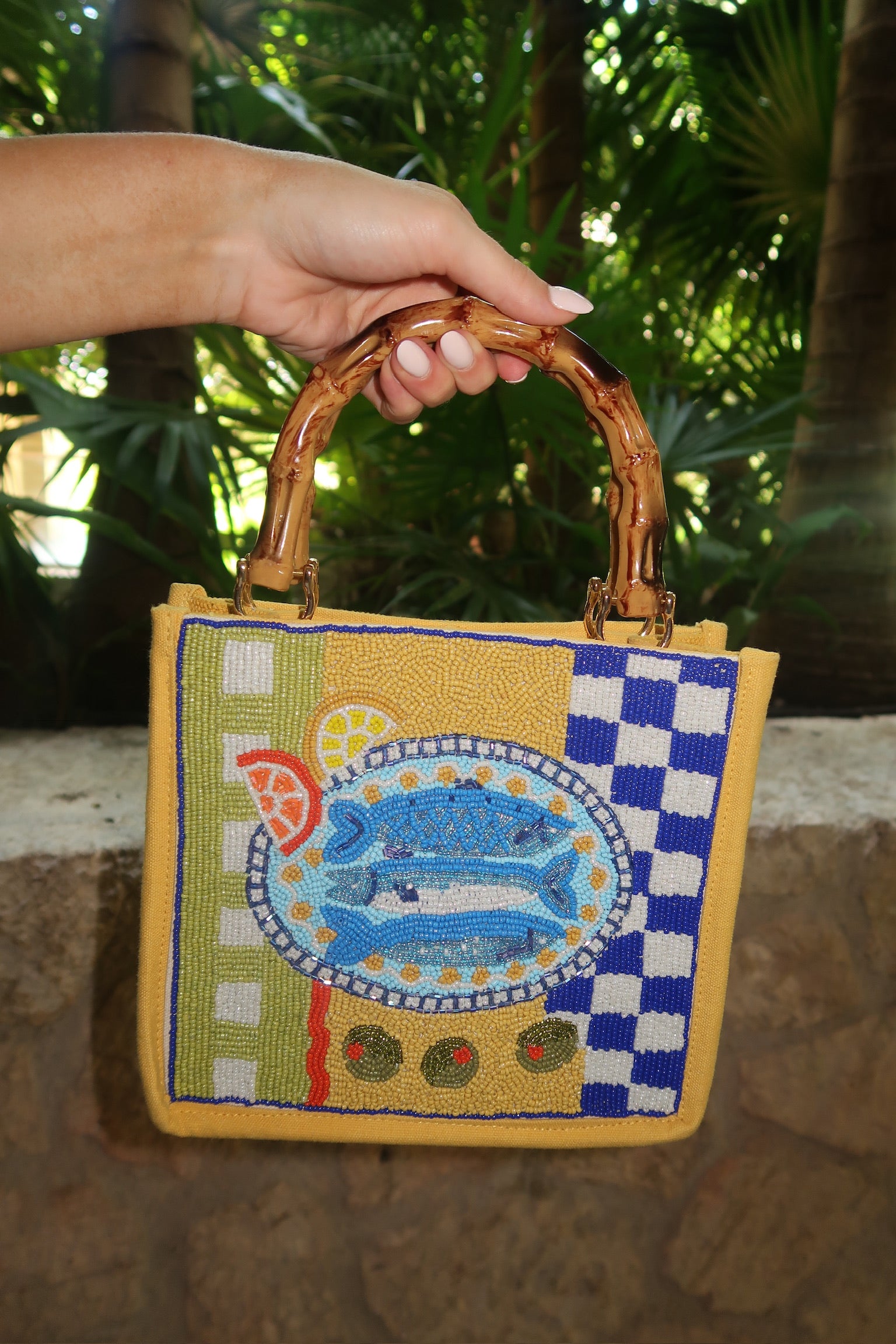 Mediterranean Sardine Hand-Beaded Mini Tote
