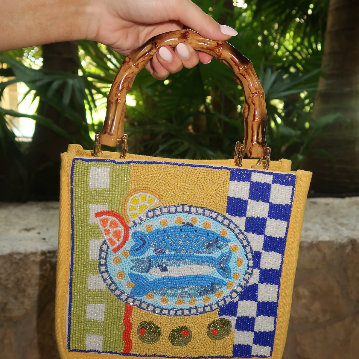 Mediterranean Sardine Hand-Beaded Mini Tote