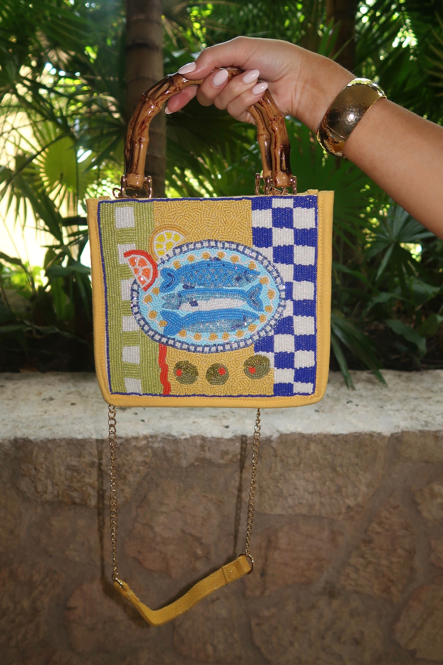 Mediterranean Sardine Hand-Beaded Mini Tote